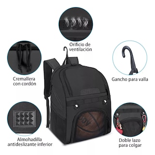 Foto 3 | Mochila Deportiva con Compartimentos para Zapatos Eo Safe Imports Esi-16551 Negro