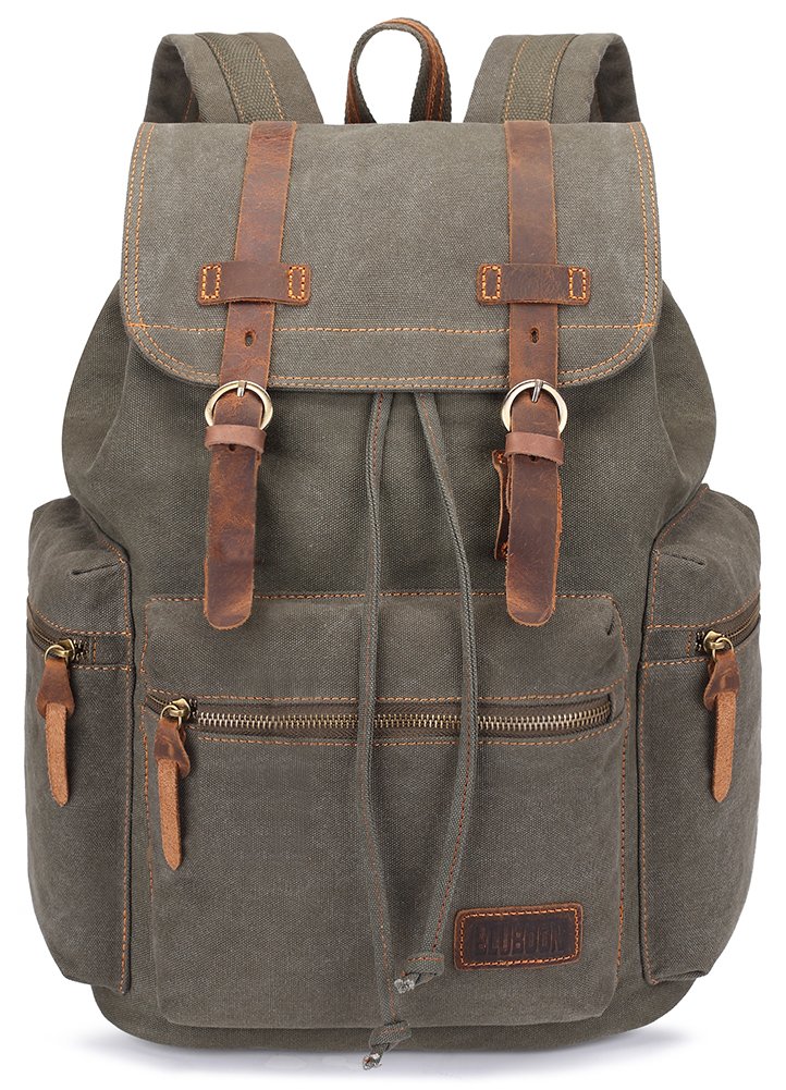 Foto 2 pulgar | Mochila Bluboon, De Lona, Estilo Vintage, Piel, Estilo Casual, Color Verde - Venta Internacional.