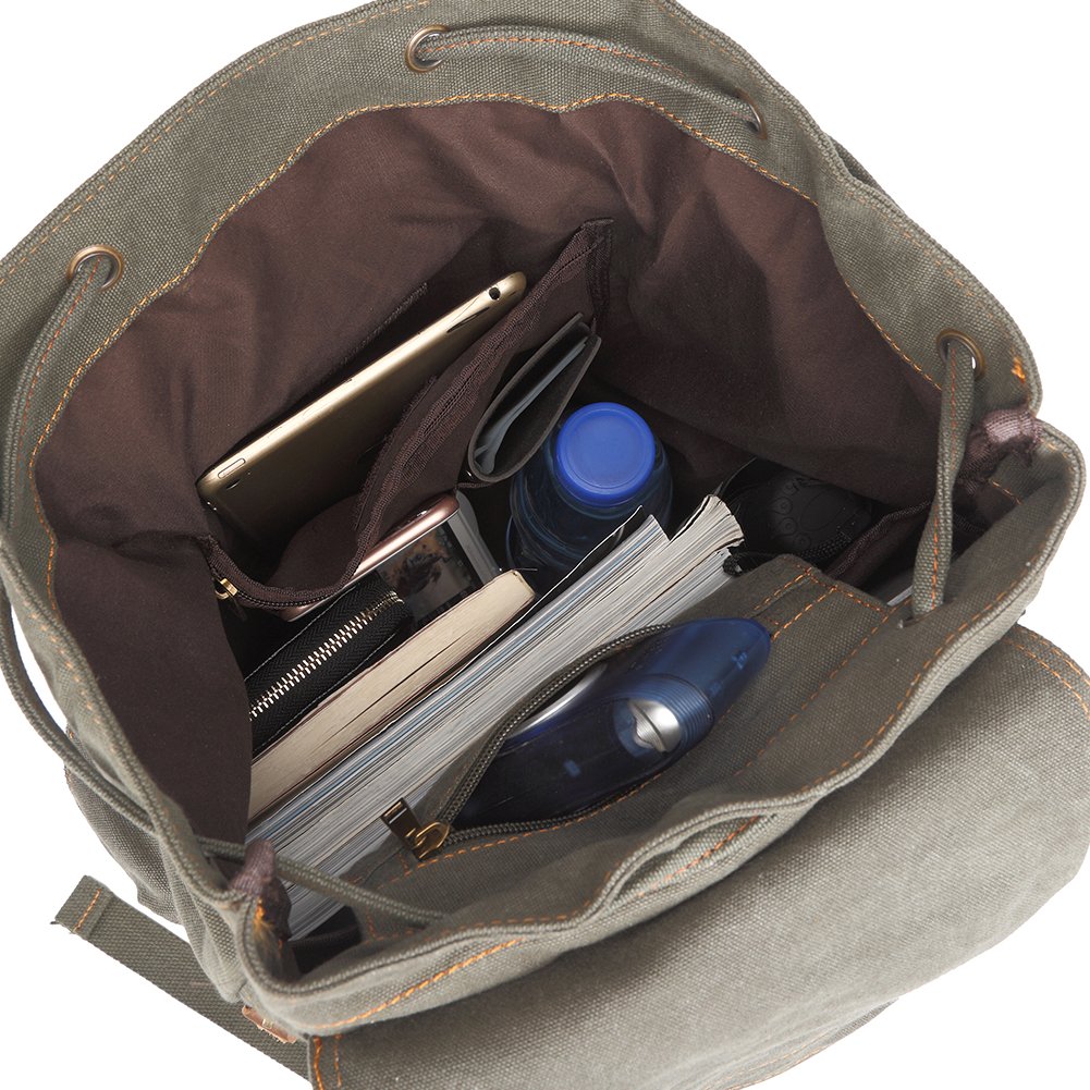 Foto 4 | Mochila Bluboon, De Lona, Estilo Vintage, Piel, Estilo Casual, Color Verde - Venta Internacional.