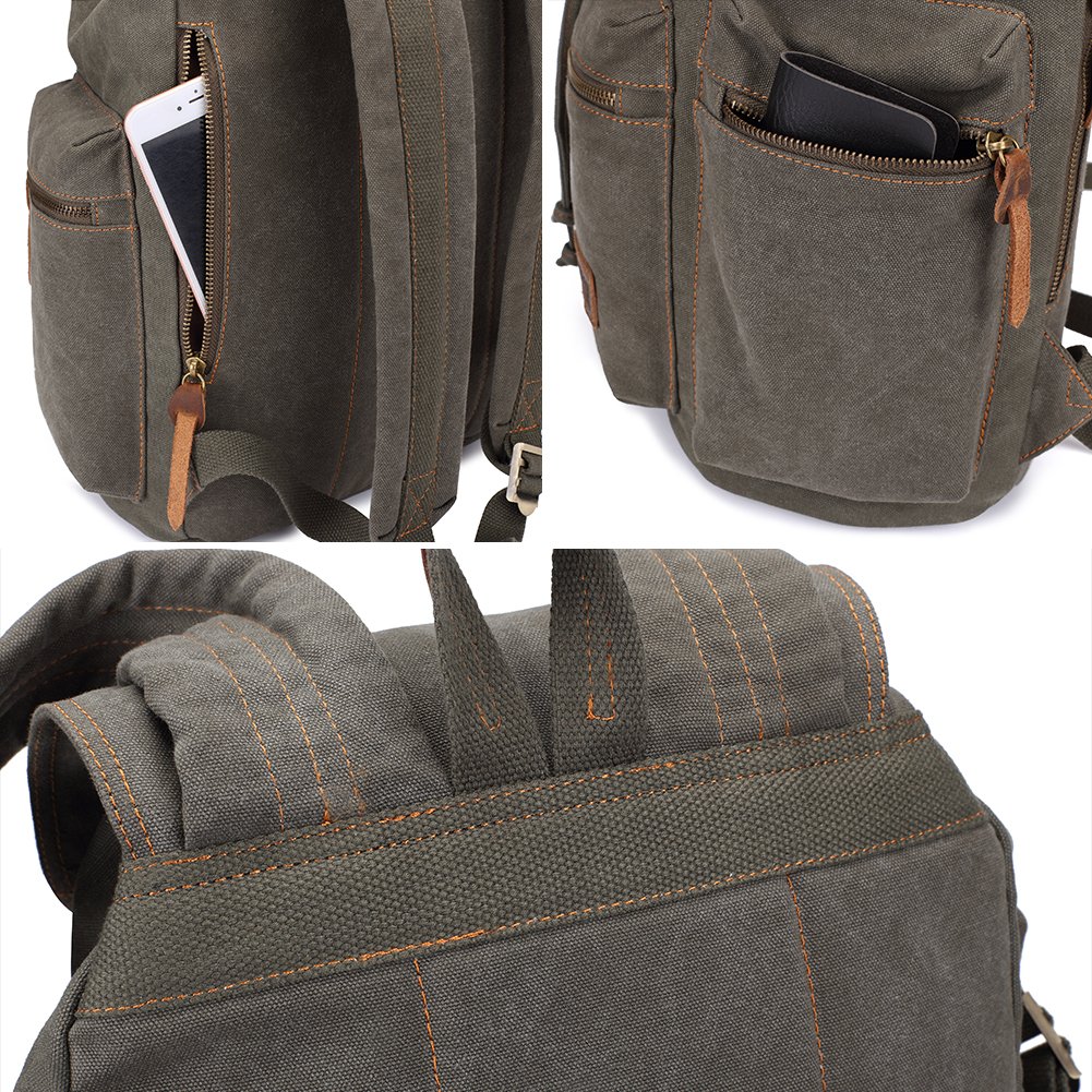 Foto 7 pulgar | Mochila Bluboon, De Lona, Estilo Vintage, Piel, Estilo Casual, Color Verde - Venta Internacional.