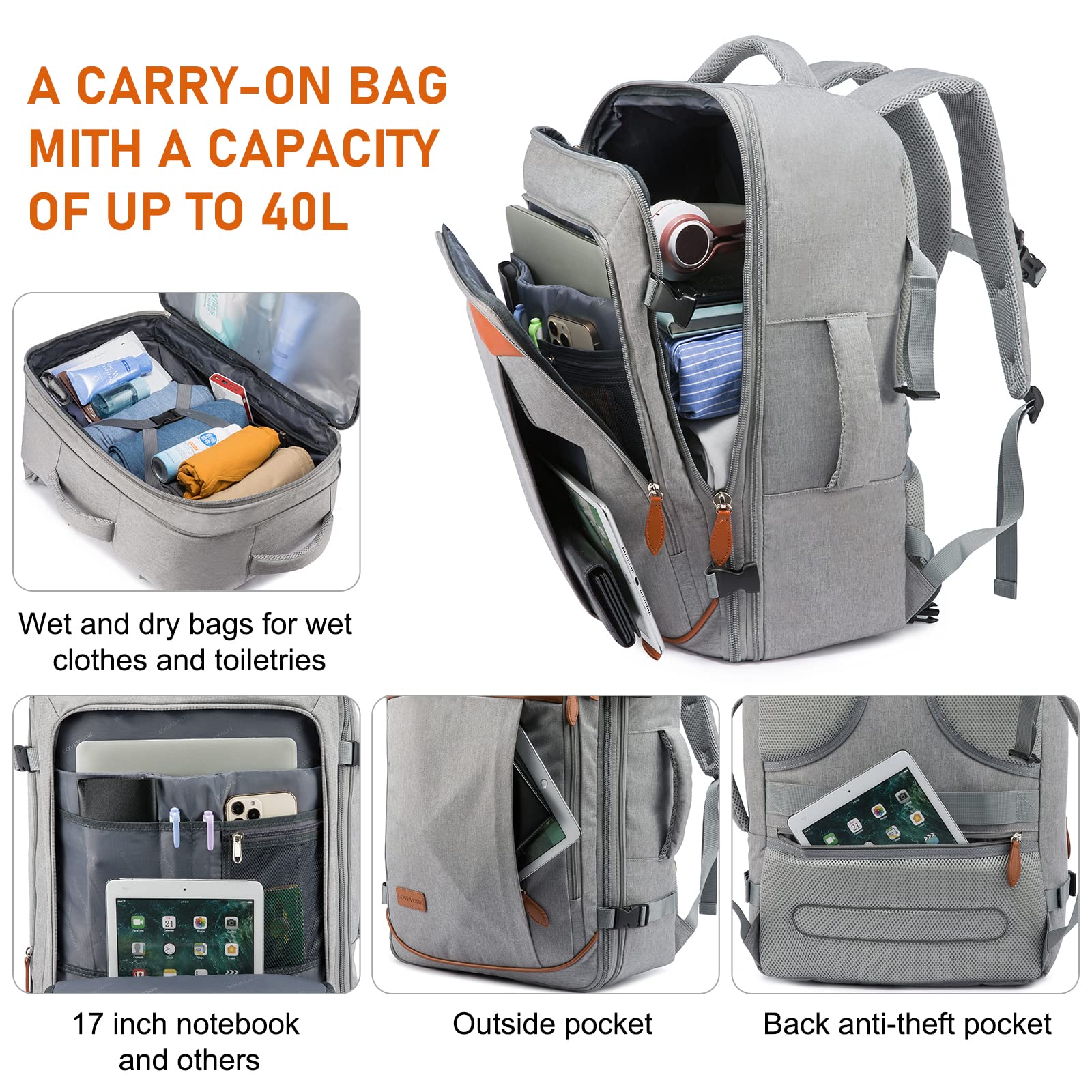 Foto 6 pulgar | Mochila De Mano Lovevook Large De 45 L Para Mujeres Y Hombres - Venta Internacional.