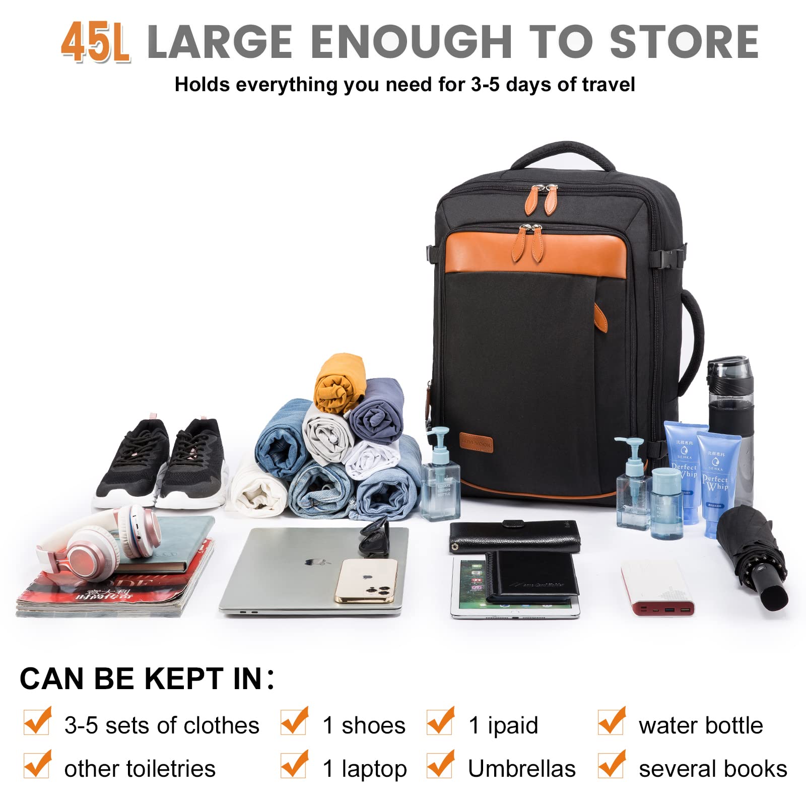 Foto 3 pulgar | Mochila Lovevook Carry On, 45 L, Grande, De Viaje Para Mujeres Y Hombres - Venta Internacional.