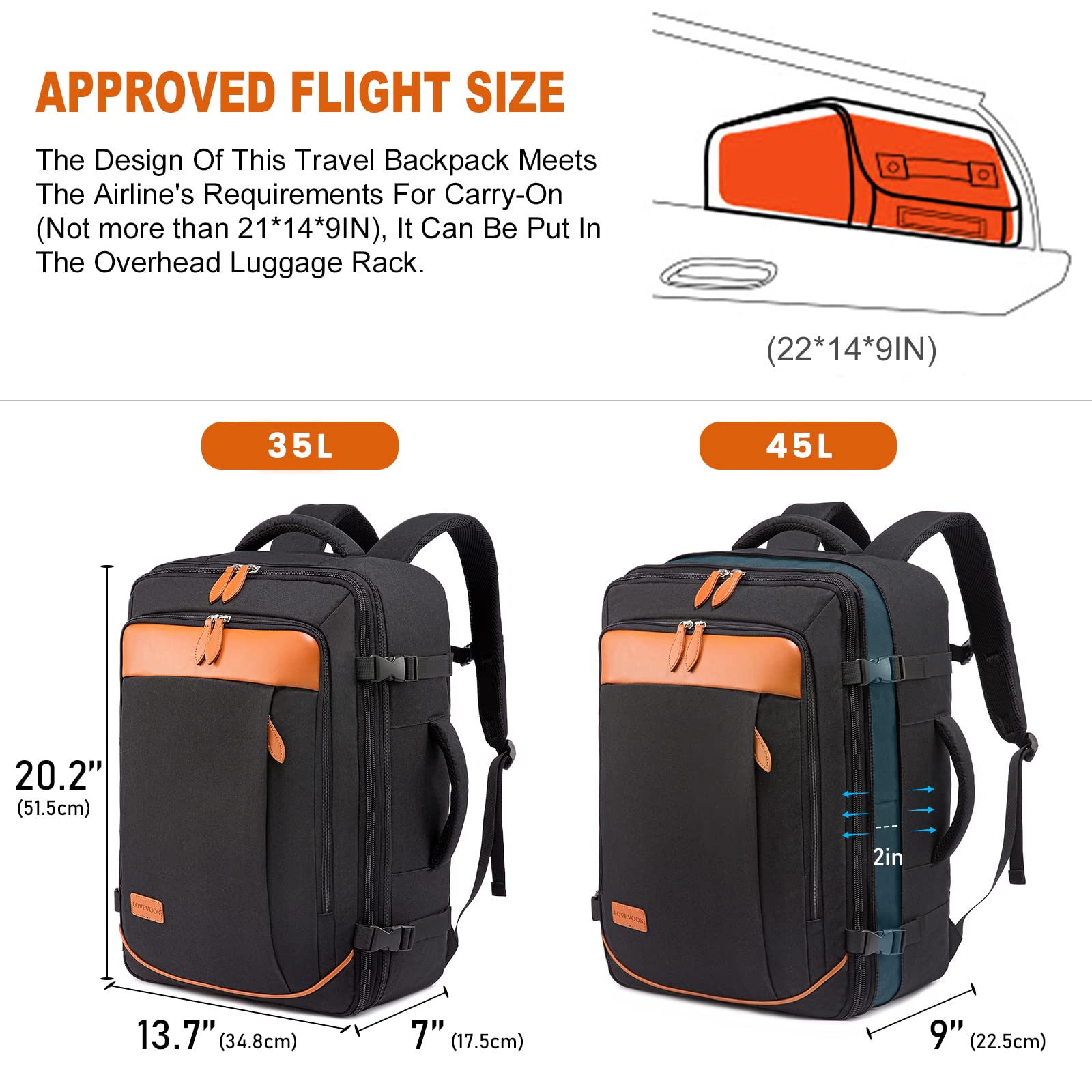 Foto 4 pulgar | Mochila Lovevook Carry On, 45 L, Grande, De Viaje Para Mujeres Y Hombres - Venta Internacional.