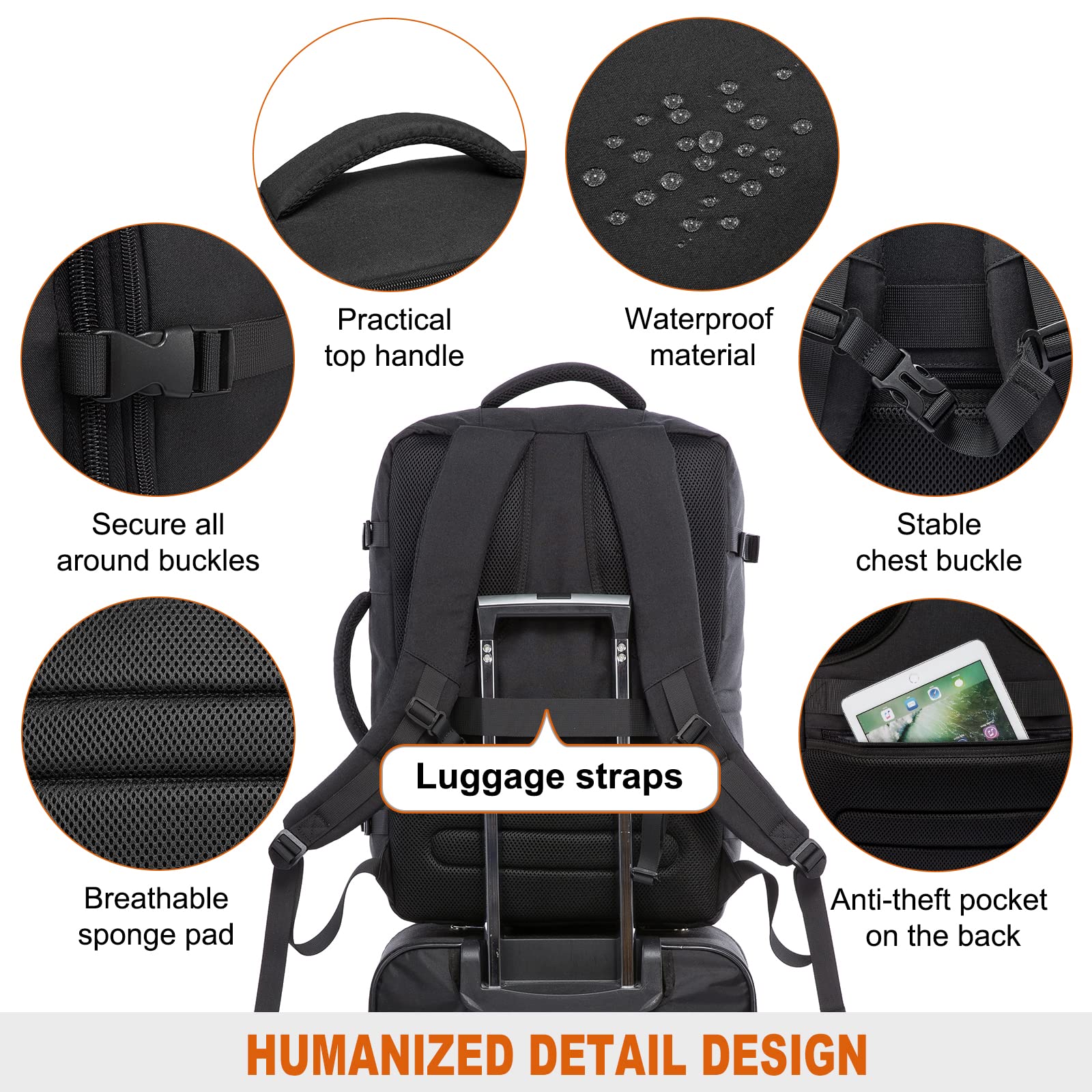 Foto 8 pulgar | Mochila Lovevook Carry On, 45 L, Grande, De Viaje Para Mujeres Y Hombres - Venta Internacional.