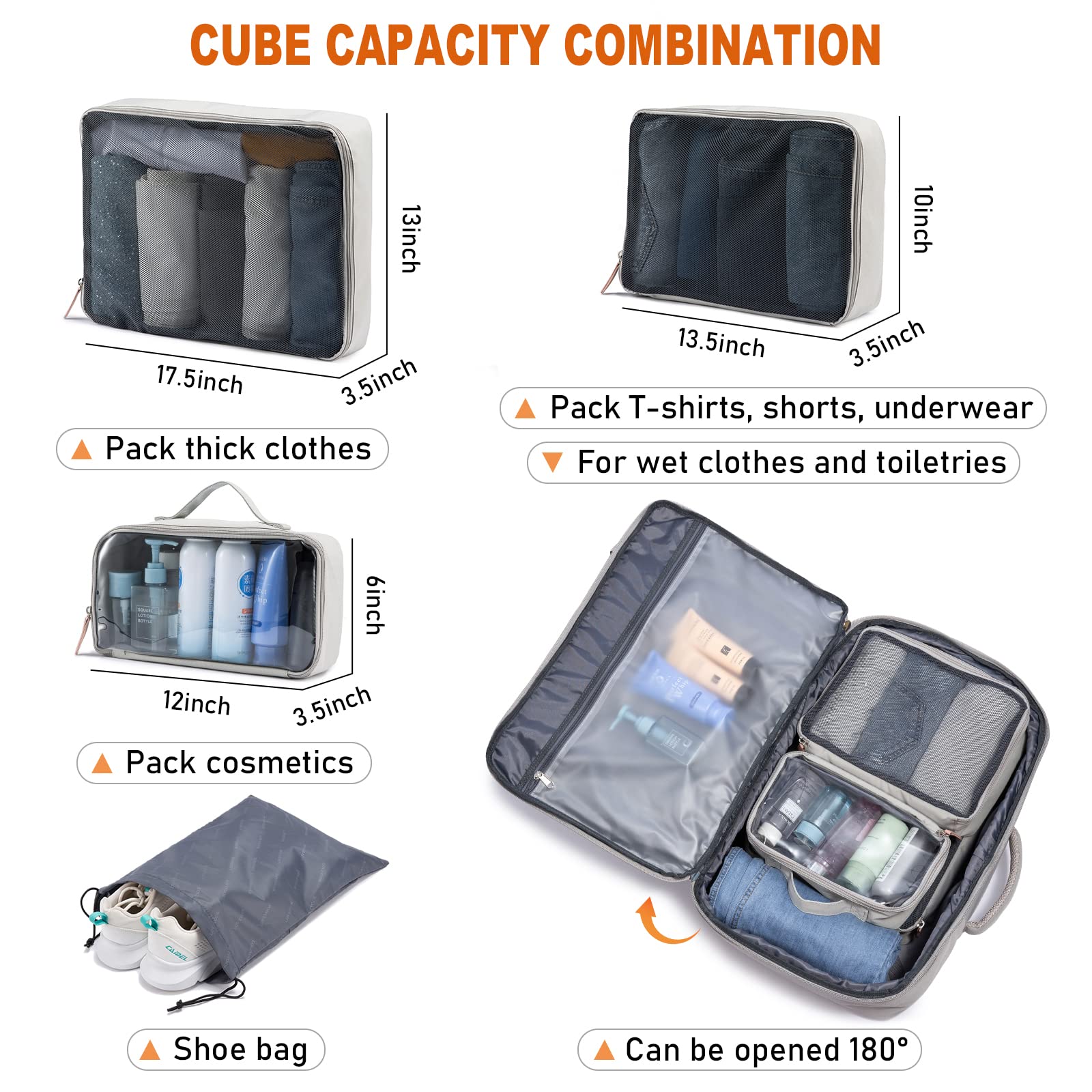 Foto 4 pulgar | Mochila Lovevook Carry On De 45 Litros Para Mujer Con 4 Cubos De Embalaje - Venta Internacional.