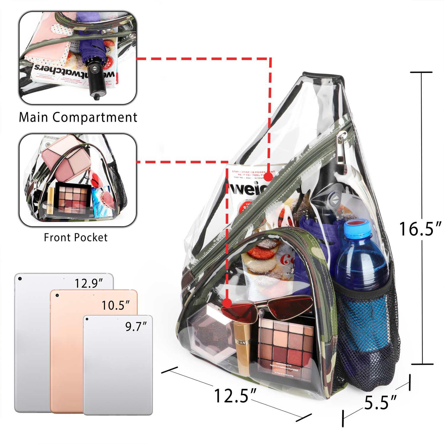 Foto 3 | Bolso Bandolera Hulisen de PVC Transparente Impermeable - Venta Internacional