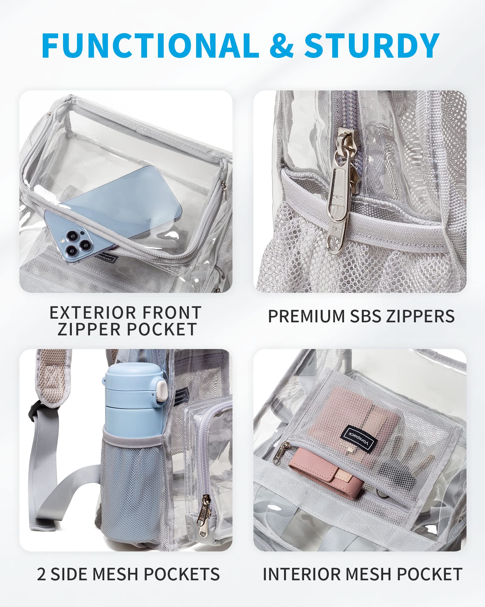 Foto 4 | Minimochila Transparente Aprobada Por Vorspack Stadium De 30 X 30 X 15 Cm - Venta Internacional.