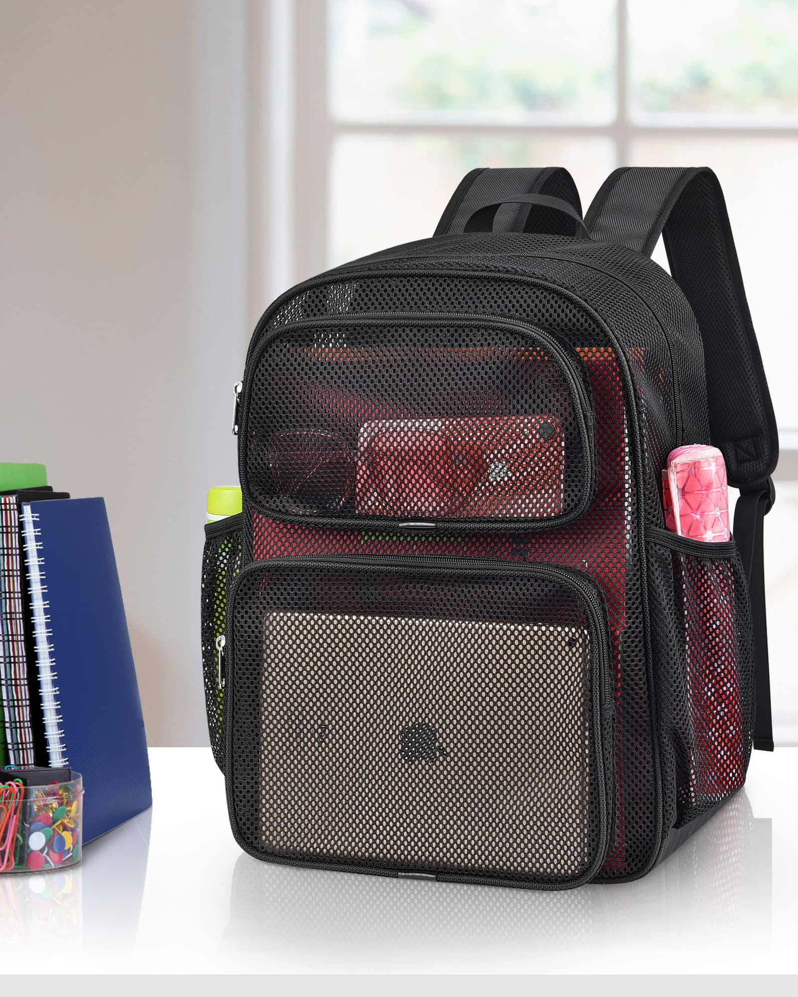 Foto 7 pulgar | Mochila May Tree Negra Mesh Heavy Duty de Gran Capacidad - Venta Internacional