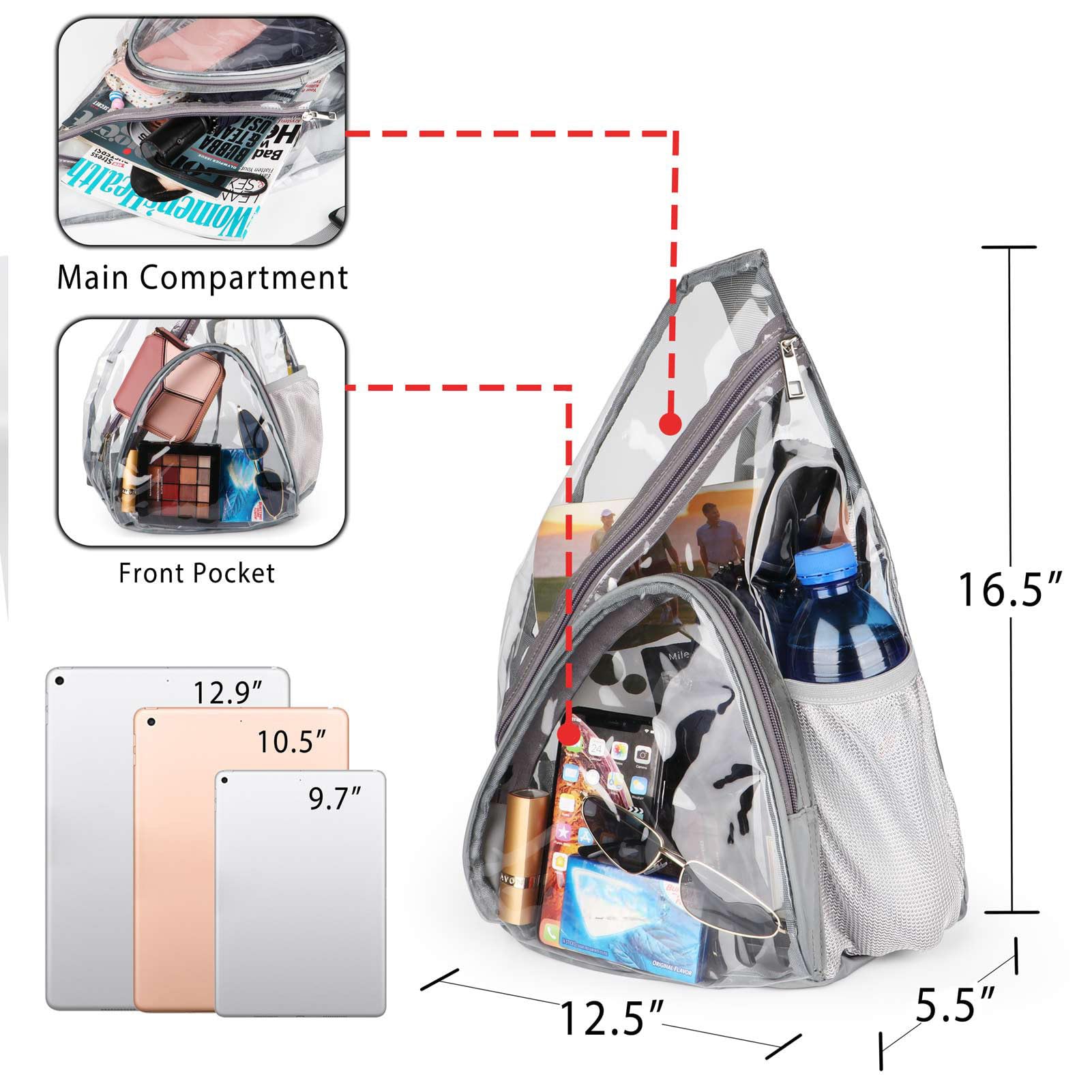 Foto 3 | Bolso Bandolera Hulisen De Pvc Transparente Aprobado Para Estadios, Impermeable - Venta Internacional.