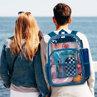 Foto 2 | Mochila Agsdon - Mochila Transparente Para Hombre, Color Azul Marino - Venta Internacional.