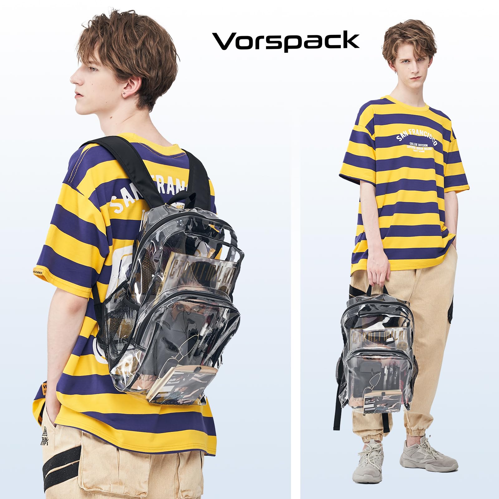 Foto 5 | Mochila Transparente Vorspack Extra Grande De Pvc Transparente Negro - Venta Internacional.