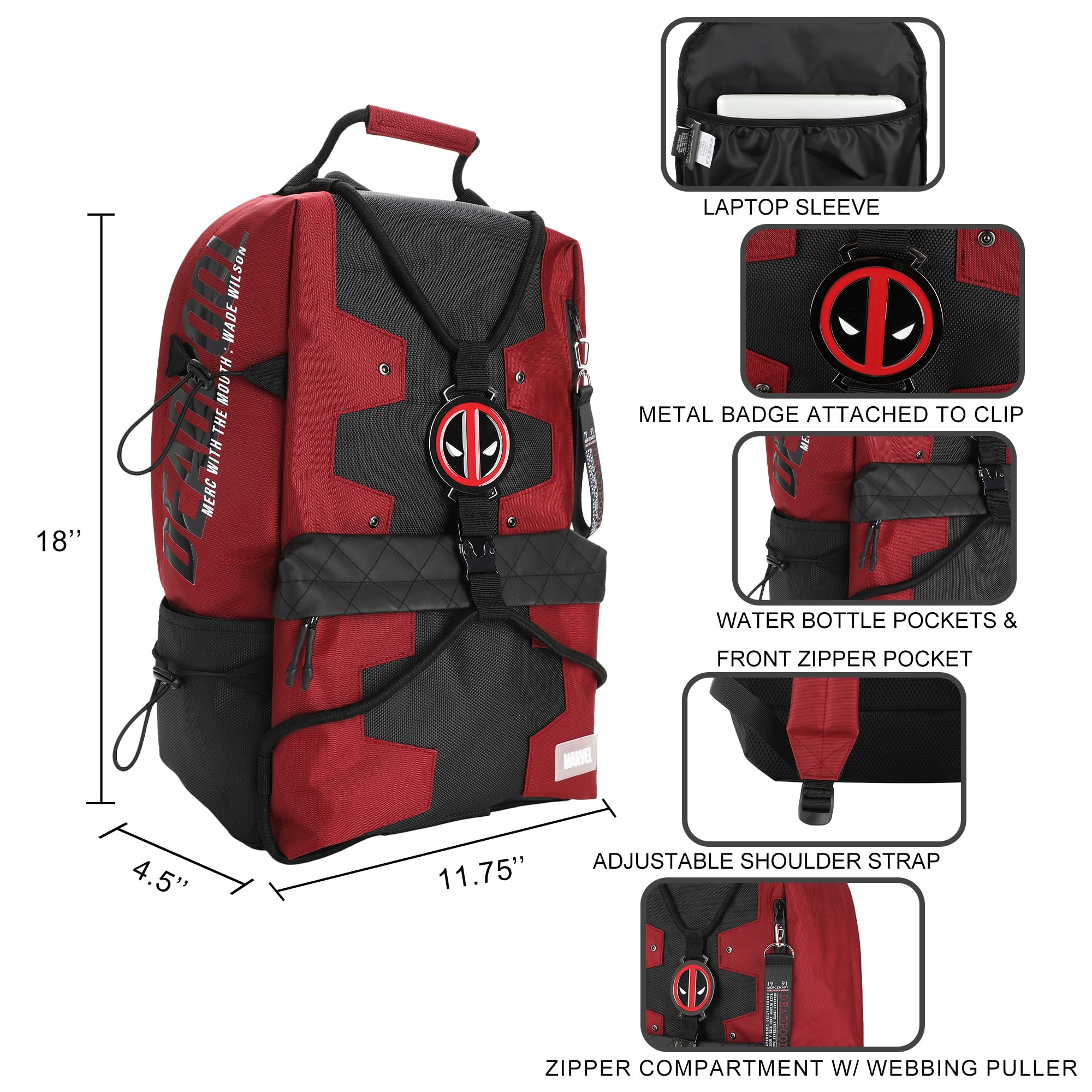 Foto 7 | Mochila Bioworld Deadpool Suit Up Character 45 Cm - Venta Internacional.