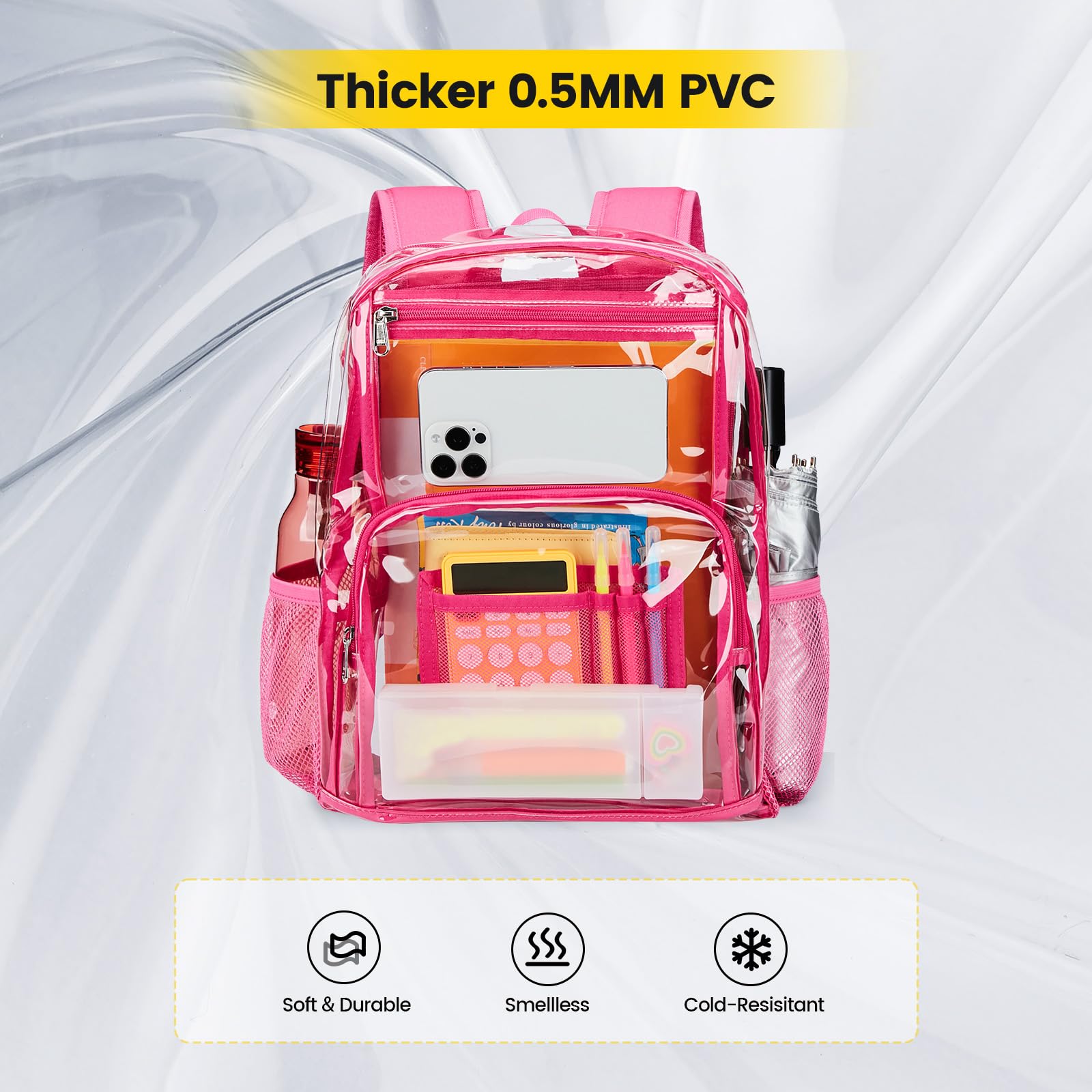 Foto 7 pulgar | Mochila Vorspack Clear Heavy Duty Transparente Rosa - Venta Internacional