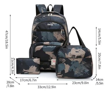 Foto 2 | Kit Mochila Escolar Belug Vede Militar 3 Piezas