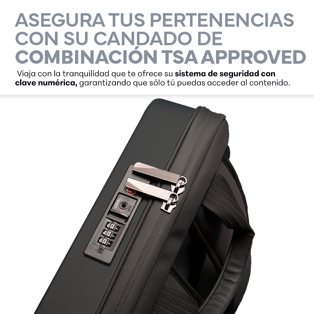 Foto 4 | Mochila Sendera Negra para Laptop 15.6” Antirrobo Ejecutiva con Cubierta Rígida