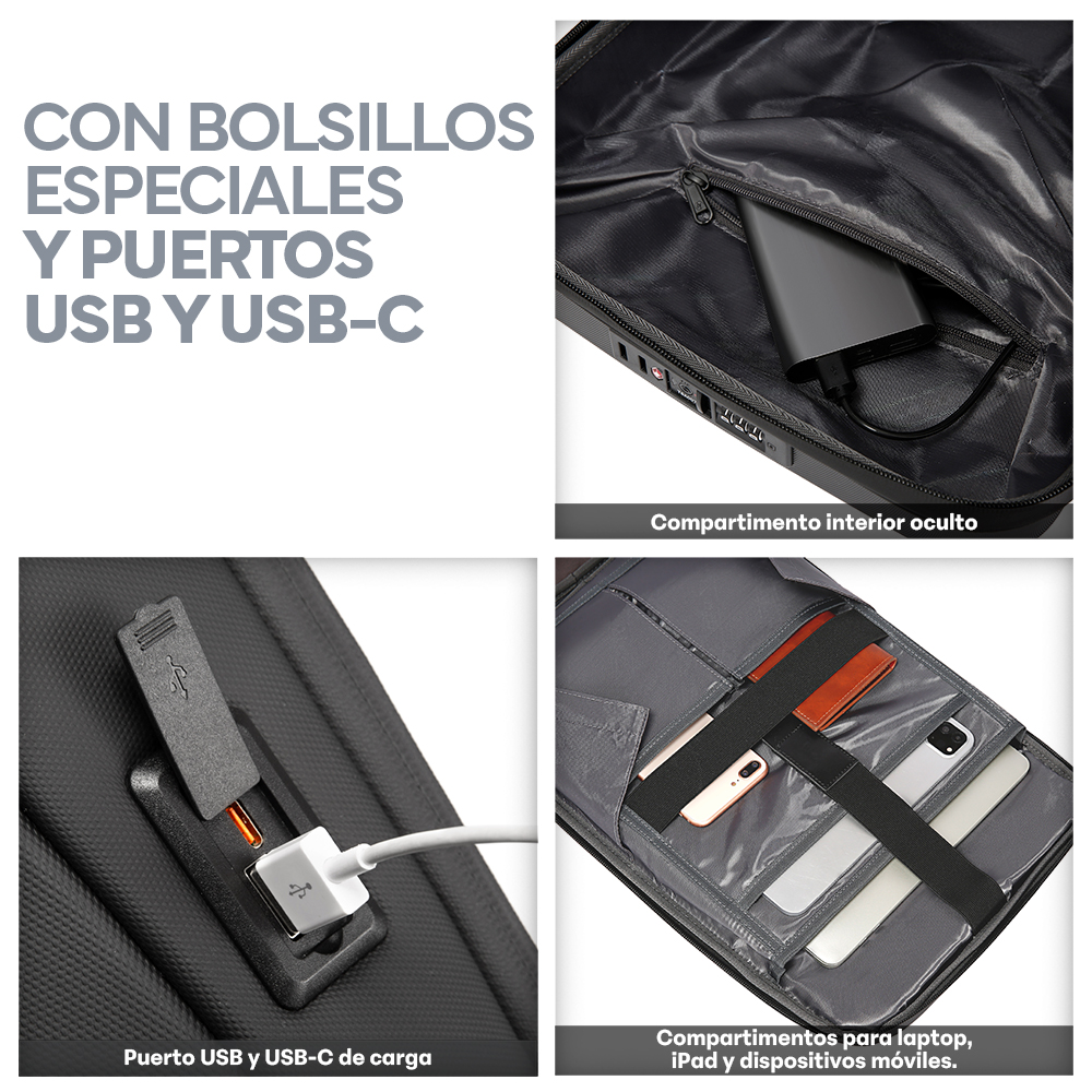 Foto 6 pulgar | Mochila Sendera Negra para Laptop 15.6” Antirrobo Ejecutiva con Cubierta Rígida