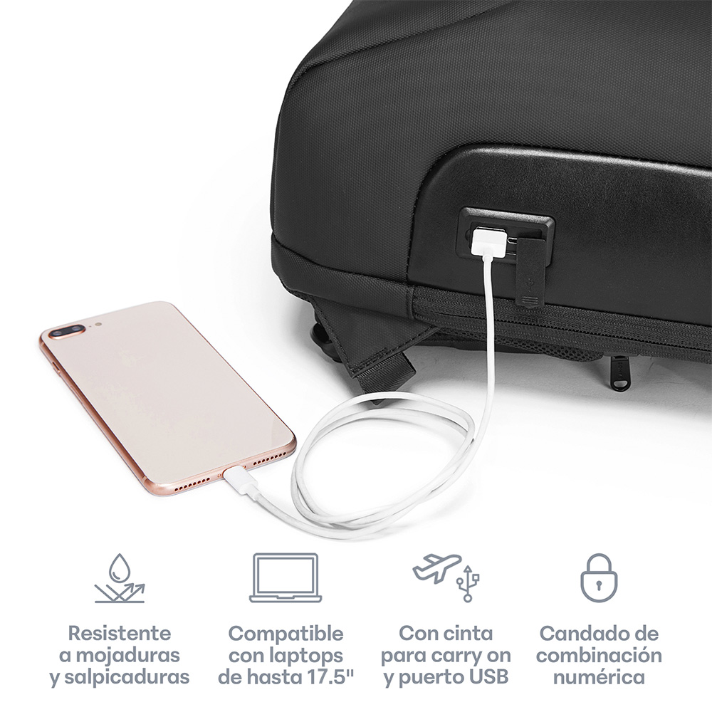 Foto 3 pulgar | Mochila para Laptop 17.5” Impermeable Sendera Negro