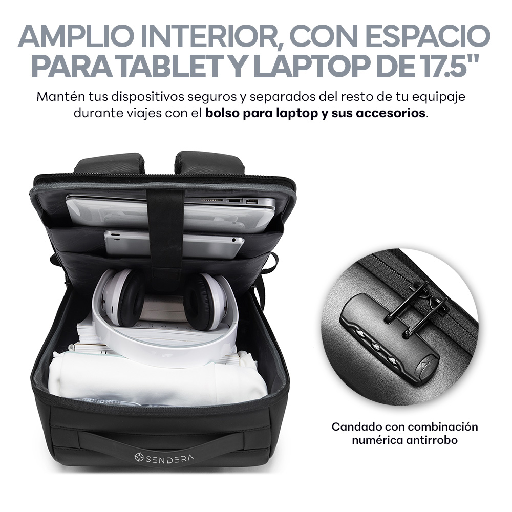 Foto 4 pulgar | Mochila para Laptop 17.5” Impermeable Sendera Negro