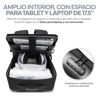 Foto 3 | Mochila para Laptop 17.5” Impermeable Sendera Negro
