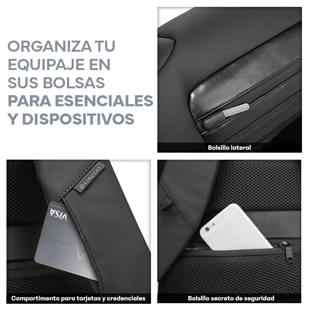 Foto 5 pulgar | Mochila para Laptop 17.5” Impermeable Sendera Negro
