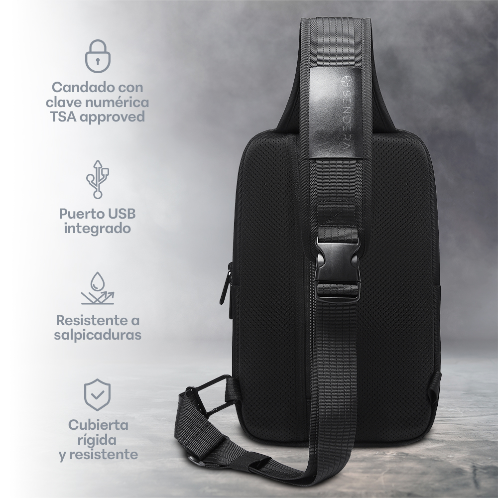 Foto 3 pulgar | Mochila Crossbody con Candado Sendera Negro