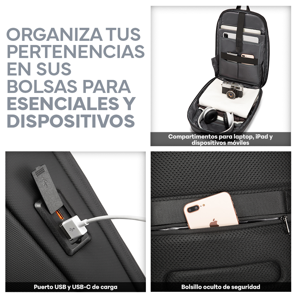 Foto 6 pulgar | Mochila para Laptop Impermeable Sendera Negro
