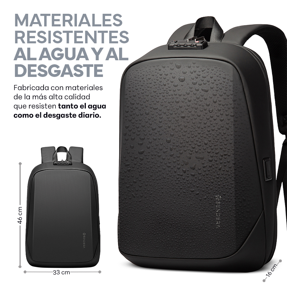 Foto 8 pulgar | Mochila para Laptop Impermeable Sendera Negro
