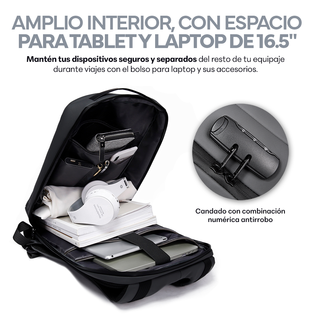Foto 3 | Mochila para Laptop 16.5” Impermeable Sendera Negro