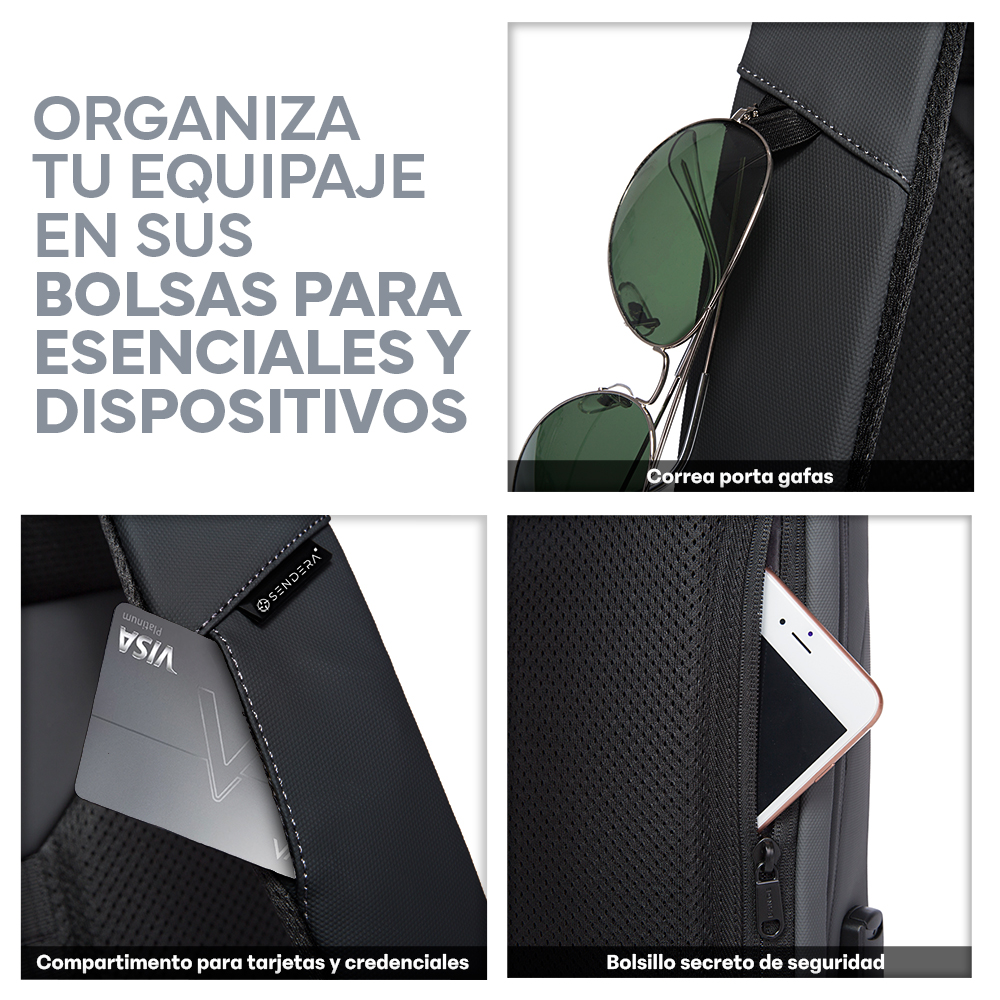 Foto 5 pulgar | Mochila para Laptop 16.5” Impermeable Sendera Negro