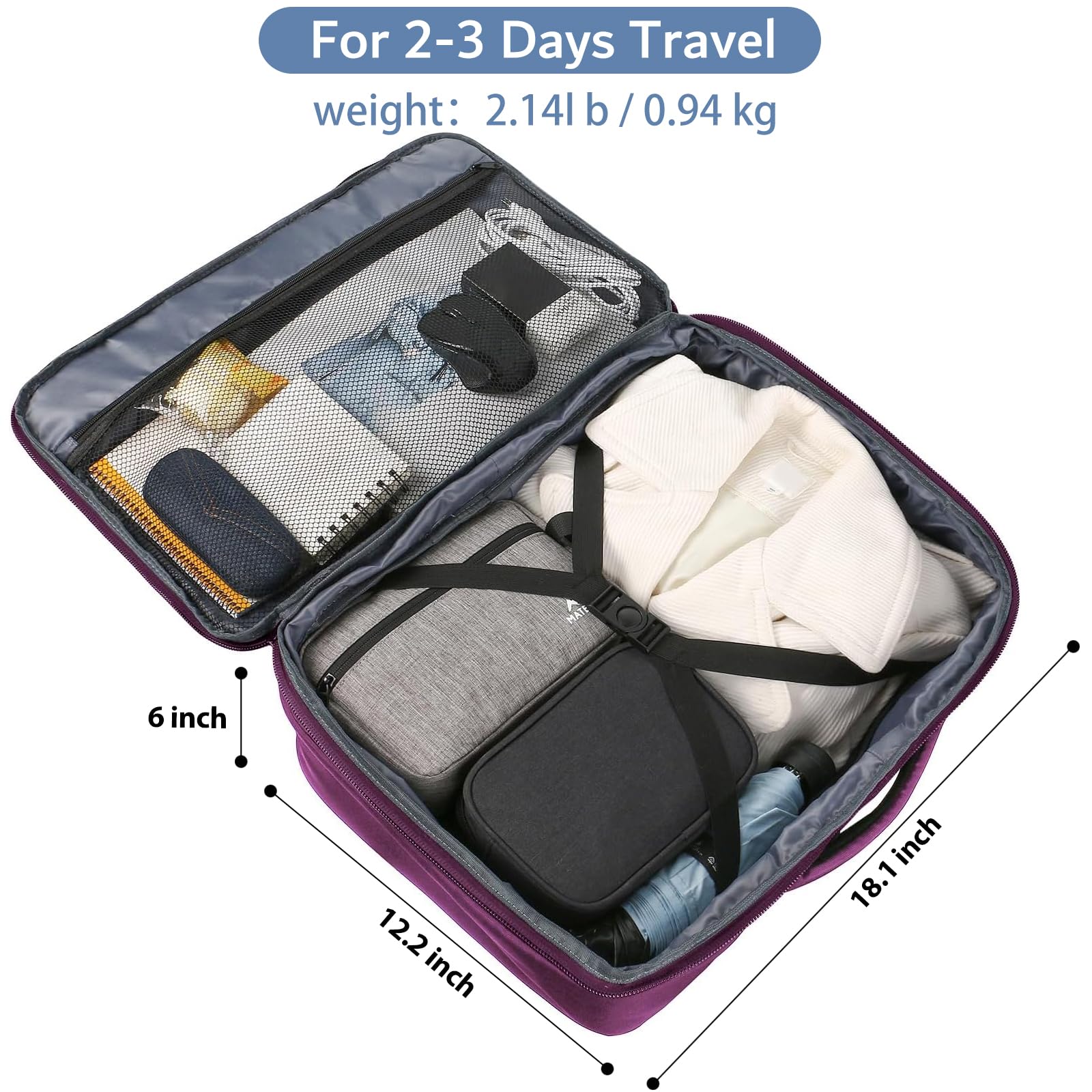 Foto 5 pulgar | Mochila Matein Carry On 27 L Para Mujer Flight Approved, Color Morado - Venta Internacional.