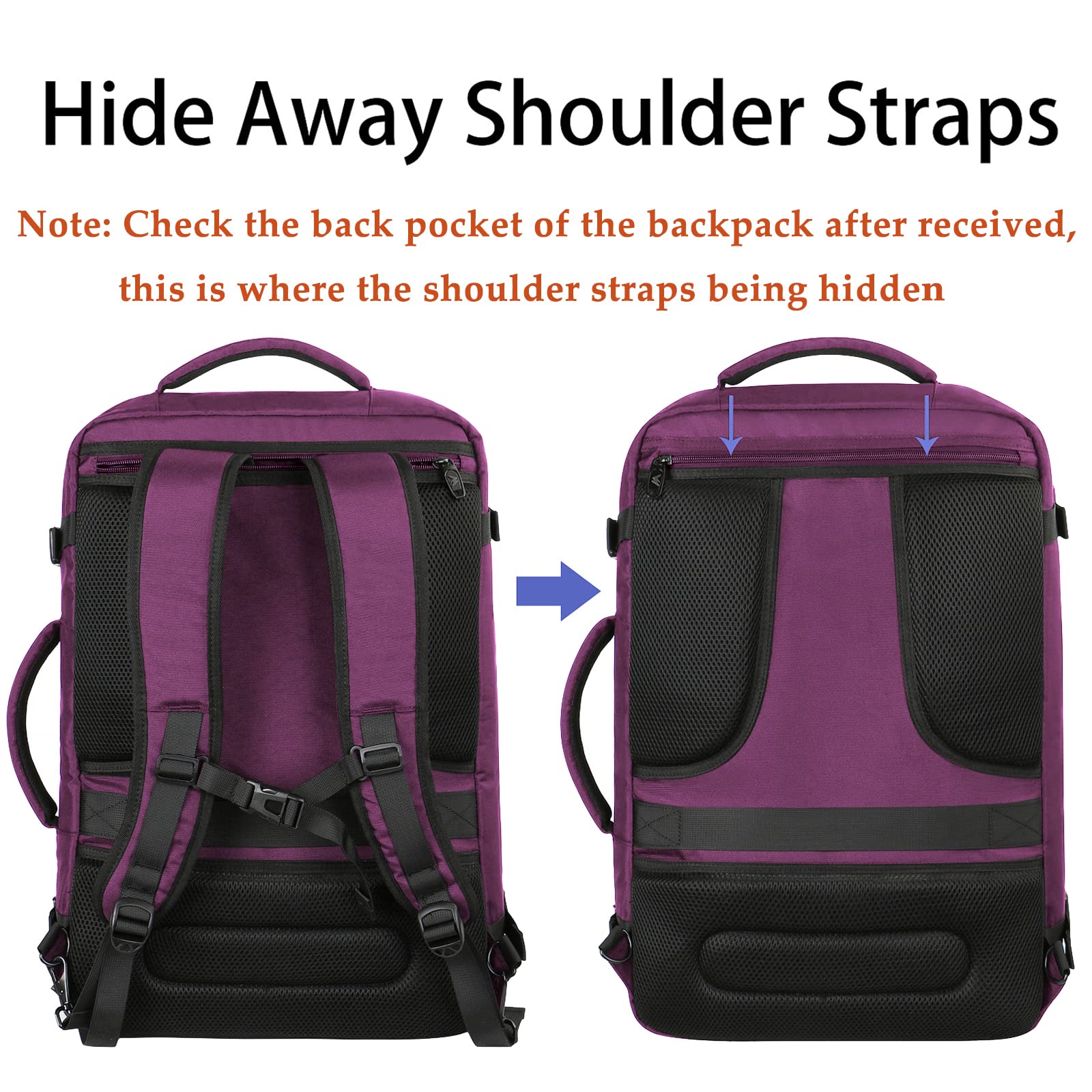 Foto 7 pulgar | Mochila Matein Carry On 27 L Para Mujer Flight Approved, Color Morado - Venta Internacional.