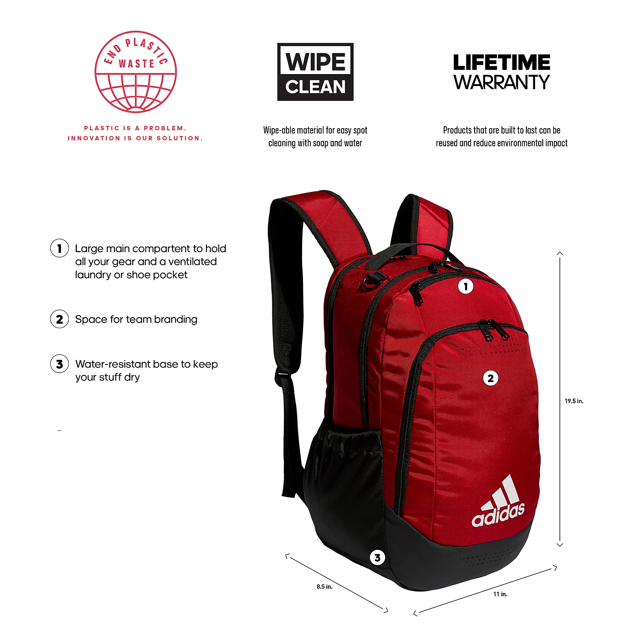 Foto 3 pulgar | Mochila Adidas Defender Sports Team Power Red - Venta Internacional.