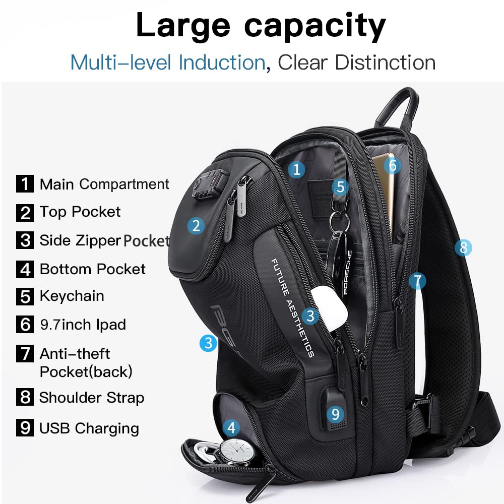 Foto 3 pulgar | Mochila Bandolera Bange Antirrobo Con Puerto De Carga Usb - Venta Internacional.