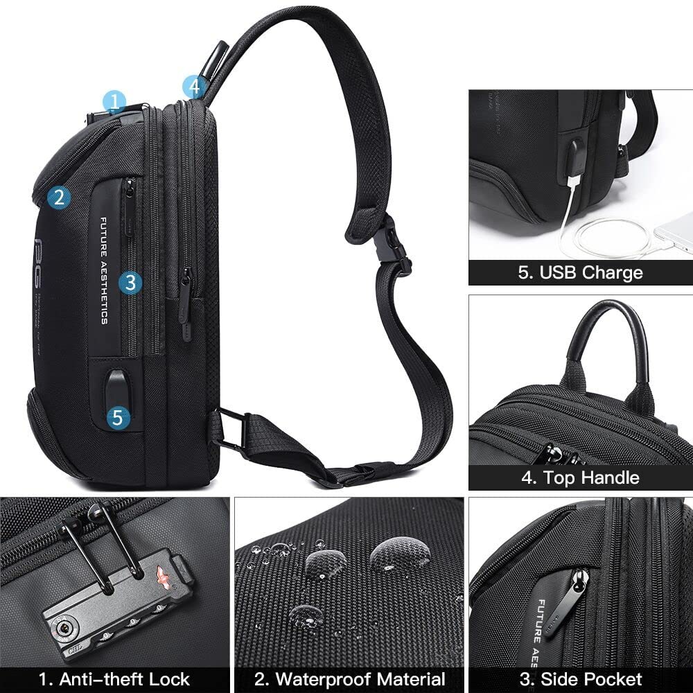 Foto 4 pulgar | Mochila Bandolera Bange Antirrobo Con Puerto De Carga Usb - Venta Internacional.