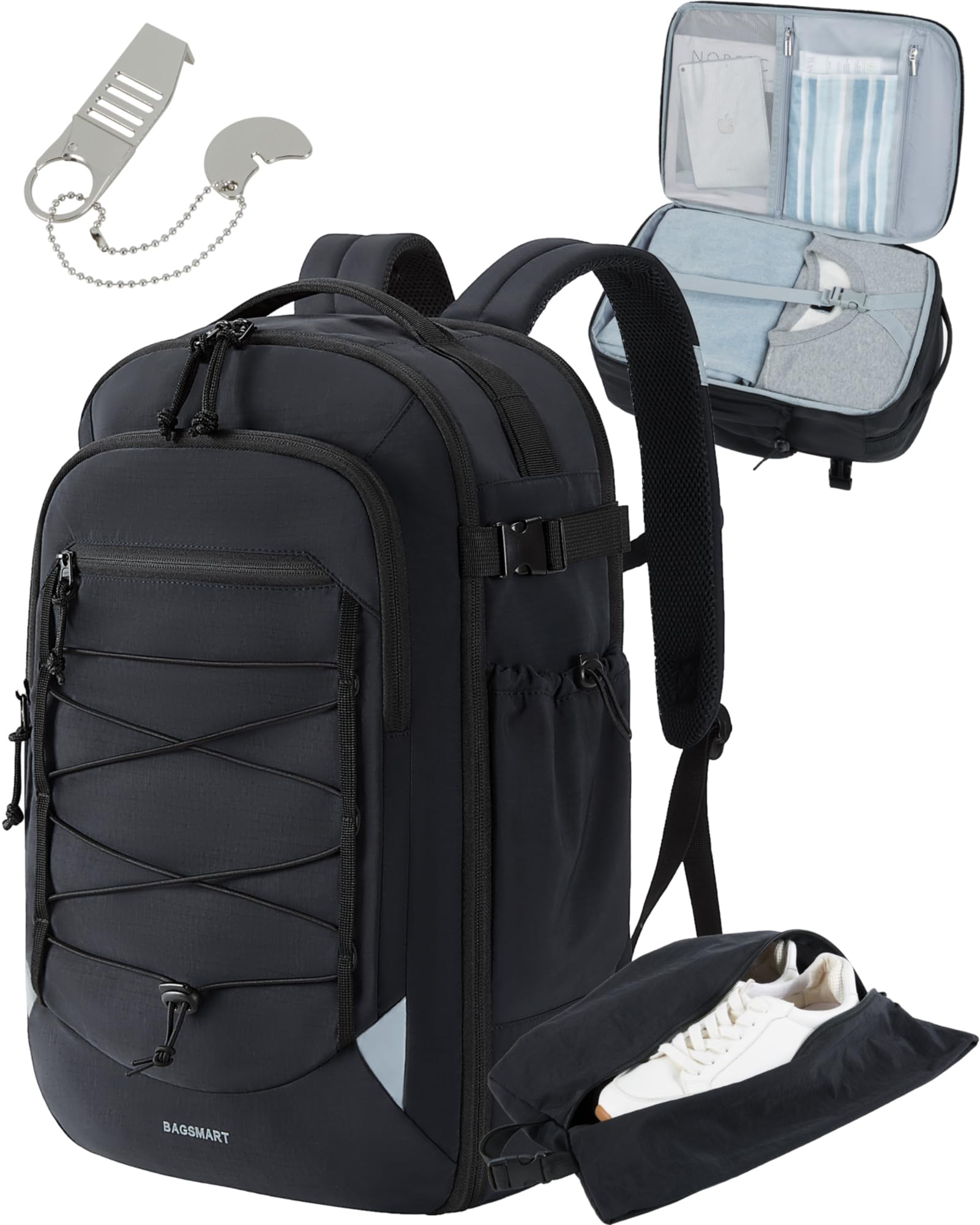 Foto 2 pulgar | Mochila Bagsmart Carry On Travel De 30 Litros Con Bolsa Para Zapatos De 17,3 Pulgadas, Negra - Venta Internacional.