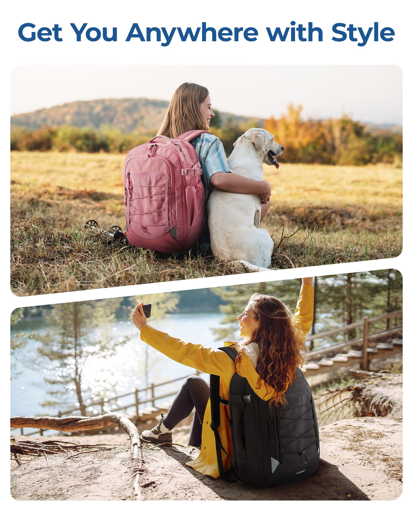 Foto 7 pulgar | Mochila Bagsmart Carry On Travel De 30 Litros Con Bolsa Para Zapatos De 17,3 Pulgadas, Negra - Venta Internacional.
