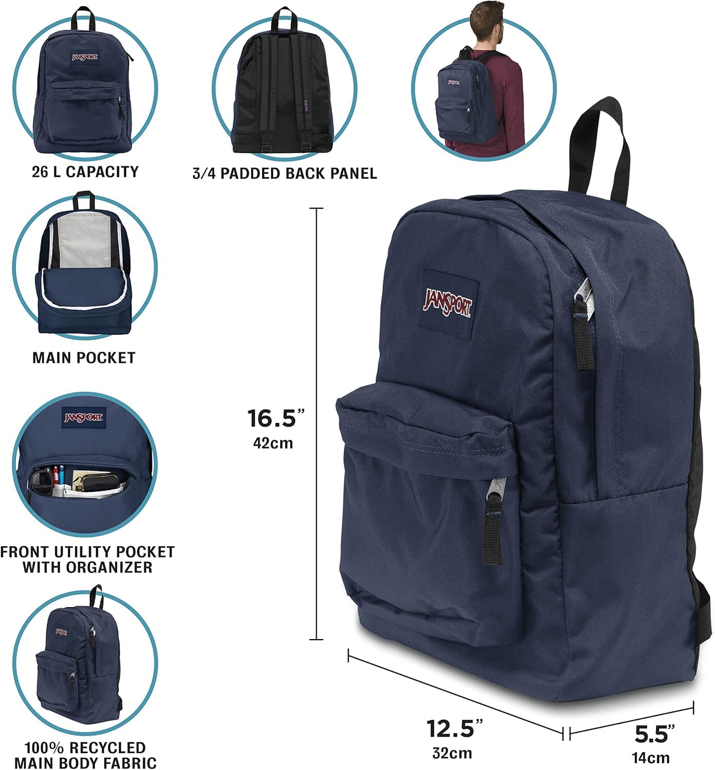 Foto 3 | Mochila Jansport Superbreak One, Duradera Y Ligera - Venta Internacional.