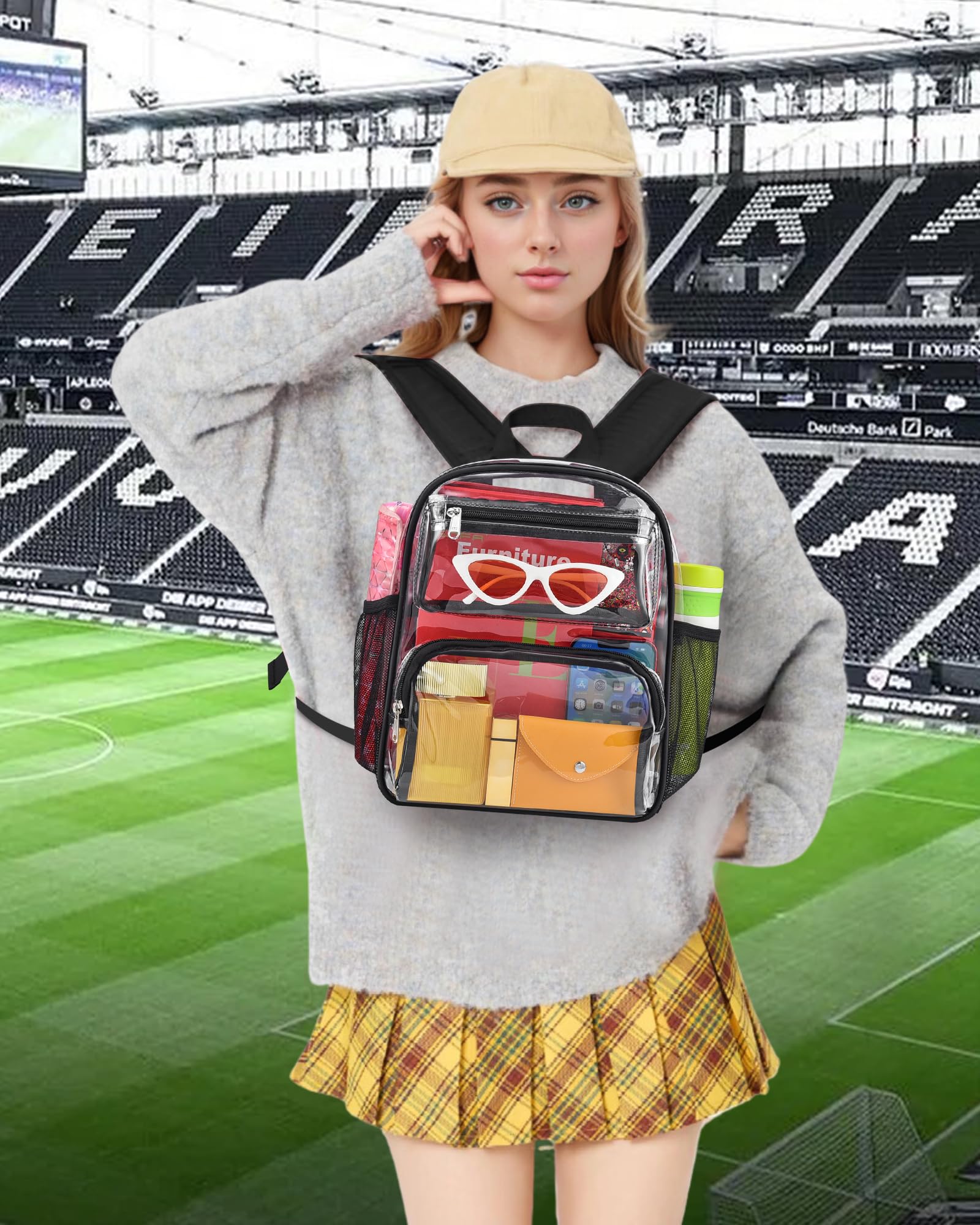 Foto 2 | Mochila Transparente May Tree Stadium Approved 12x10x5 Cm Negra - Venta Internacional.