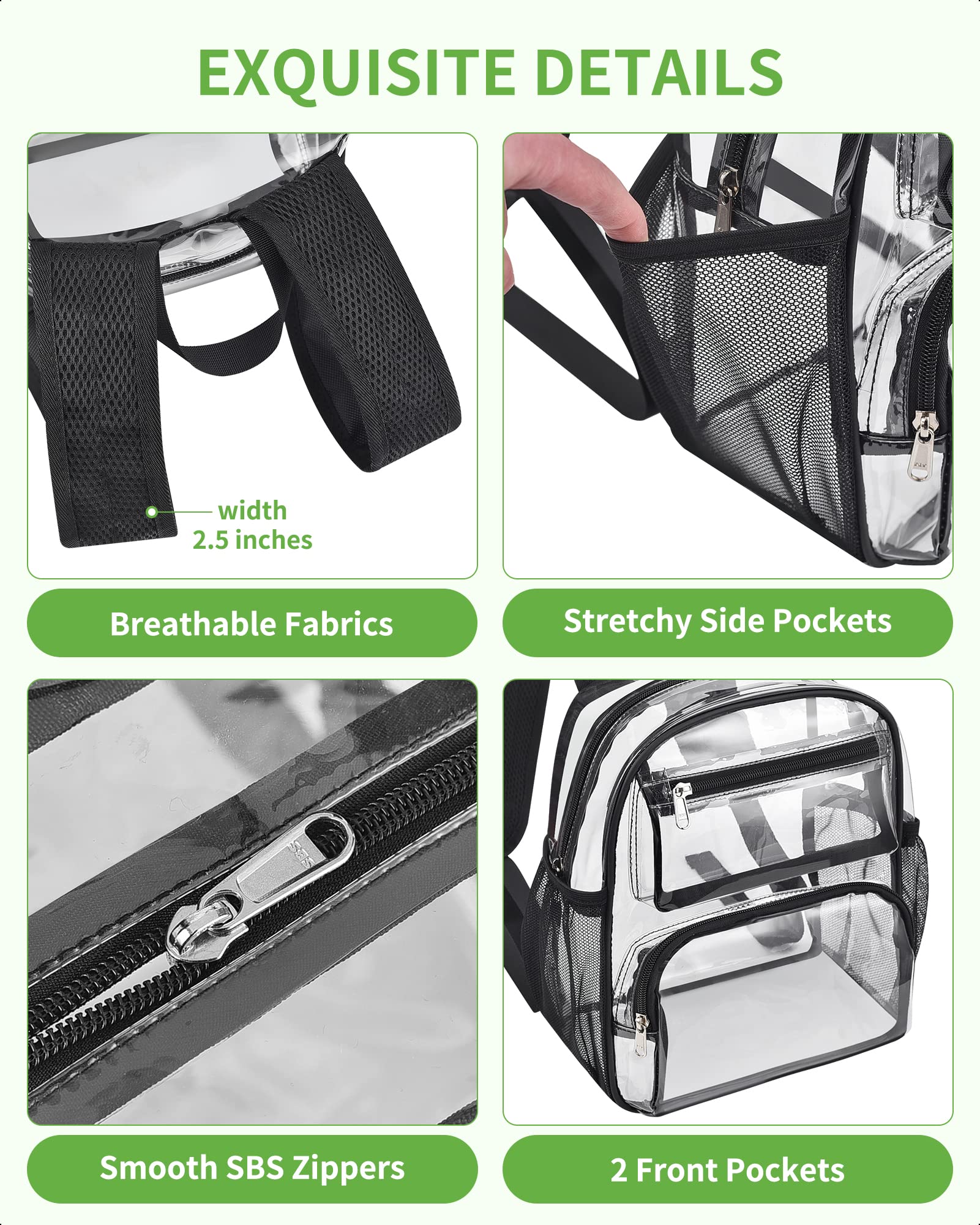 Foto 6 pulgar | Mochila Transparente May Tree Stadium Approved 12x10x5 Cm Negra - Venta Internacional.