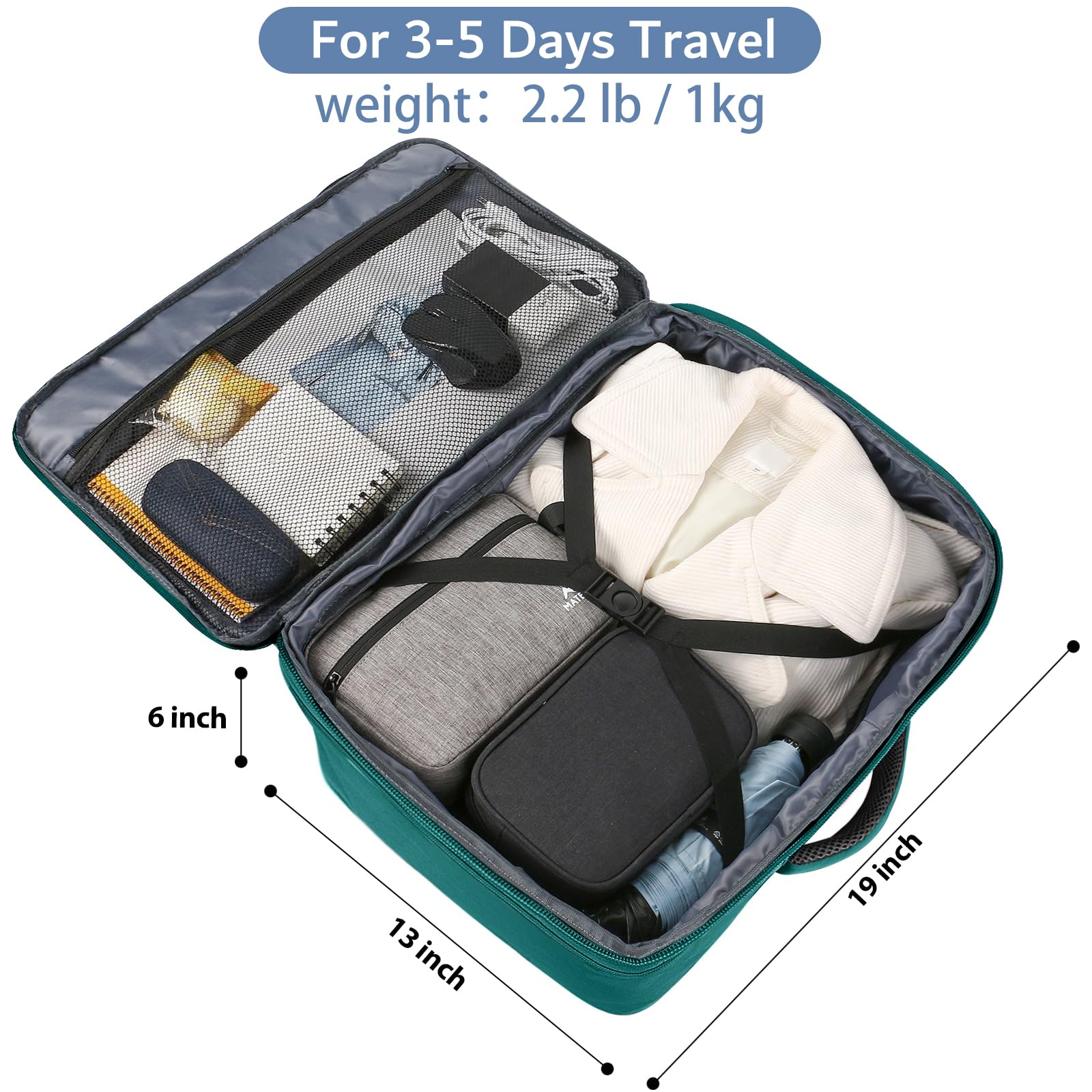Foto 4 | Mochila De Viaje Matein Para Objetos Personales, Tamaño 35 L, Color Azul Pavo Real - Venta Internacional.