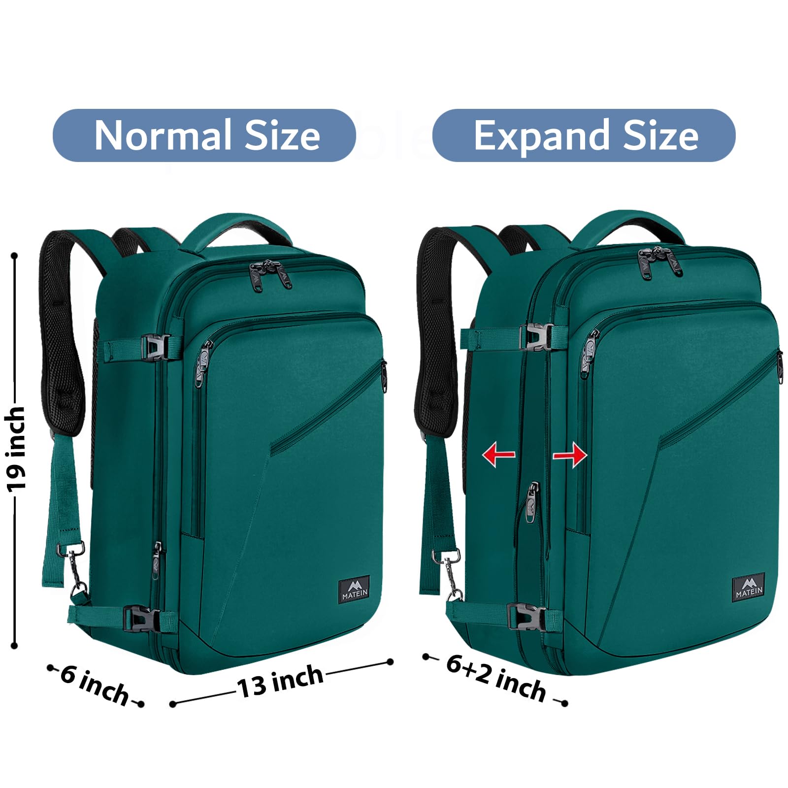 Foto 6 pulgar | Mochila De Viaje Matein Para Objetos Personales, Tamaño 35 L, Color Azul Pavo Real - Venta Internacional.