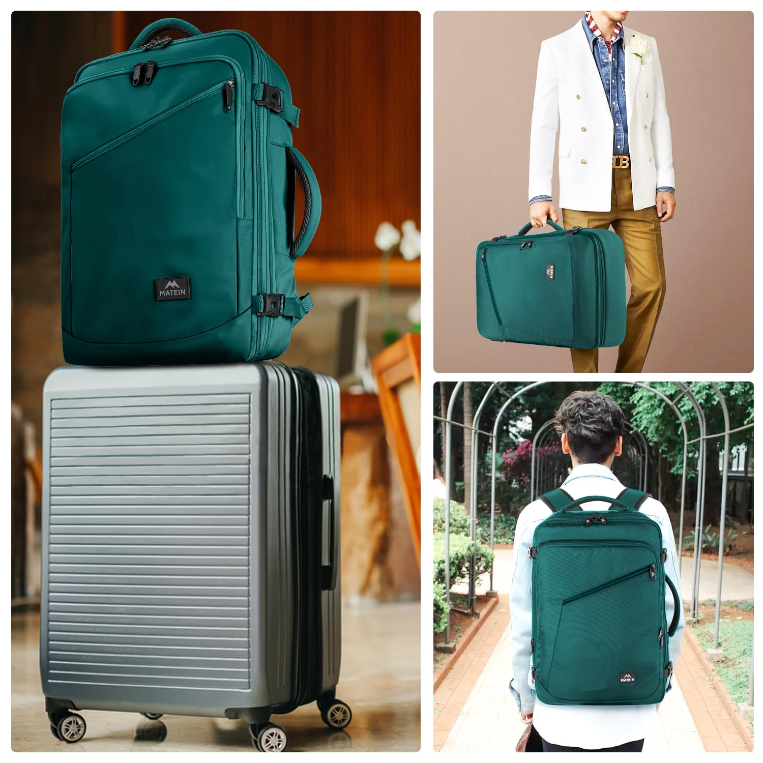 Foto 7 | Mochila De Viaje Matein Para Objetos Personales, Tamaño 35 L, Color Azul Pavo Real - Venta Internacional.