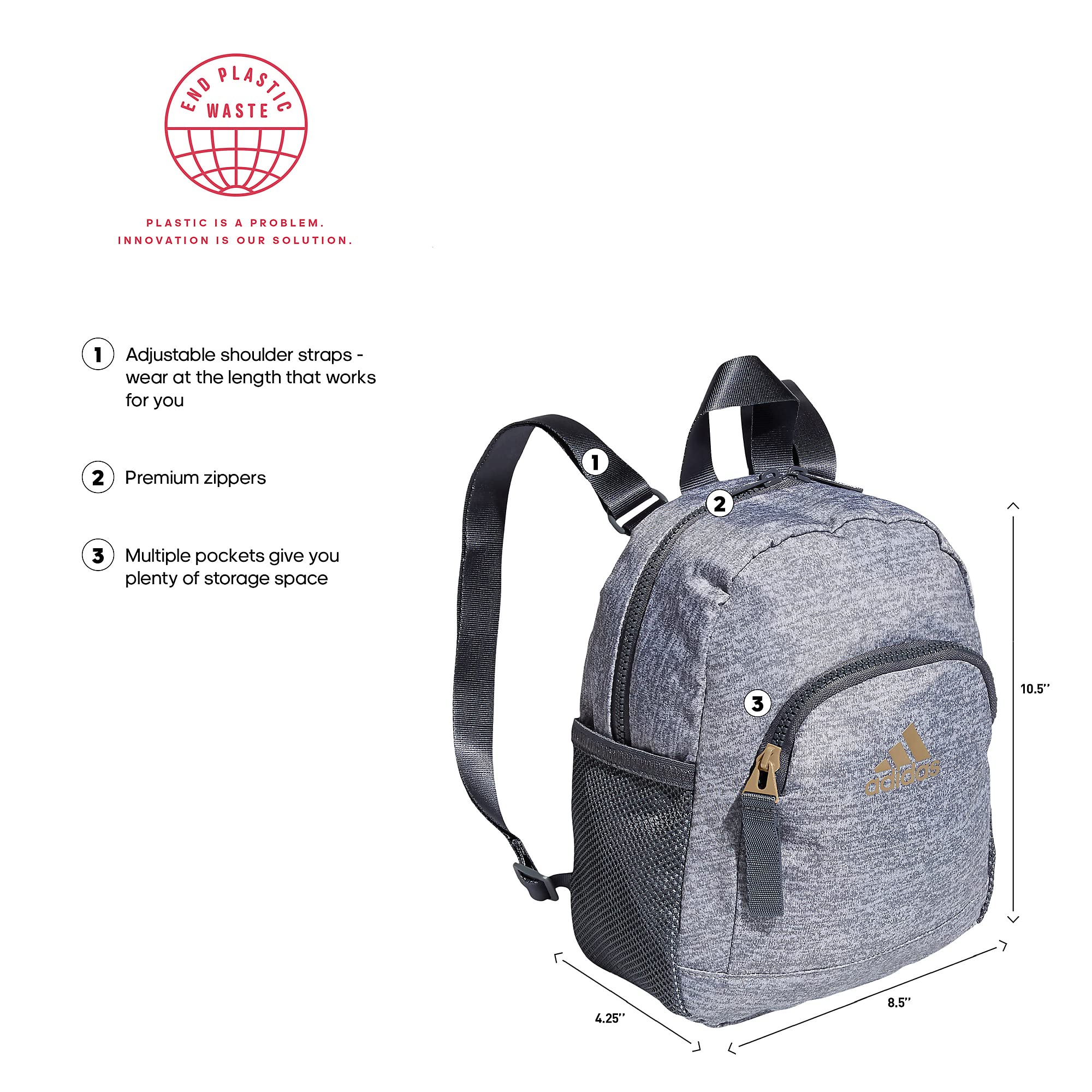 Foto 4 pulgar | Mochila Adidas Linear Mini Small Travel Bag Gris - Venta Internacional.