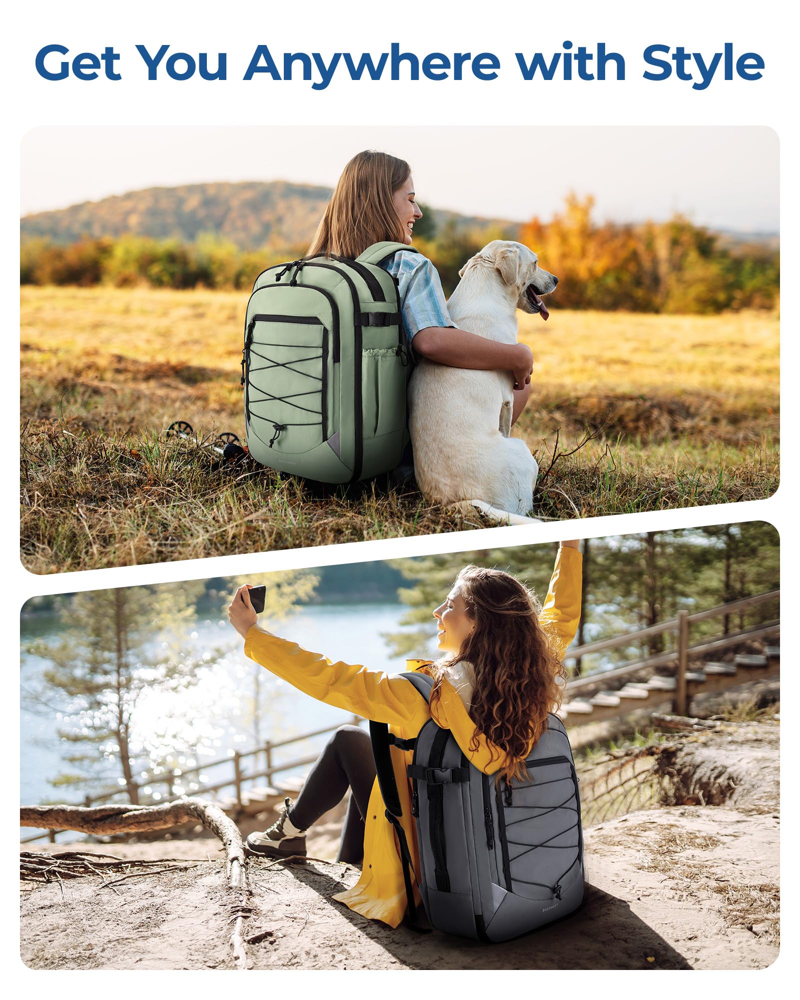 Foto 3 pulgar | Mochila De Viaje Bagsmart Carry On De 17.3 Pulgadas Con Bolsa Para Zapatos De 30 Litros, Color Verde - Venta Internac