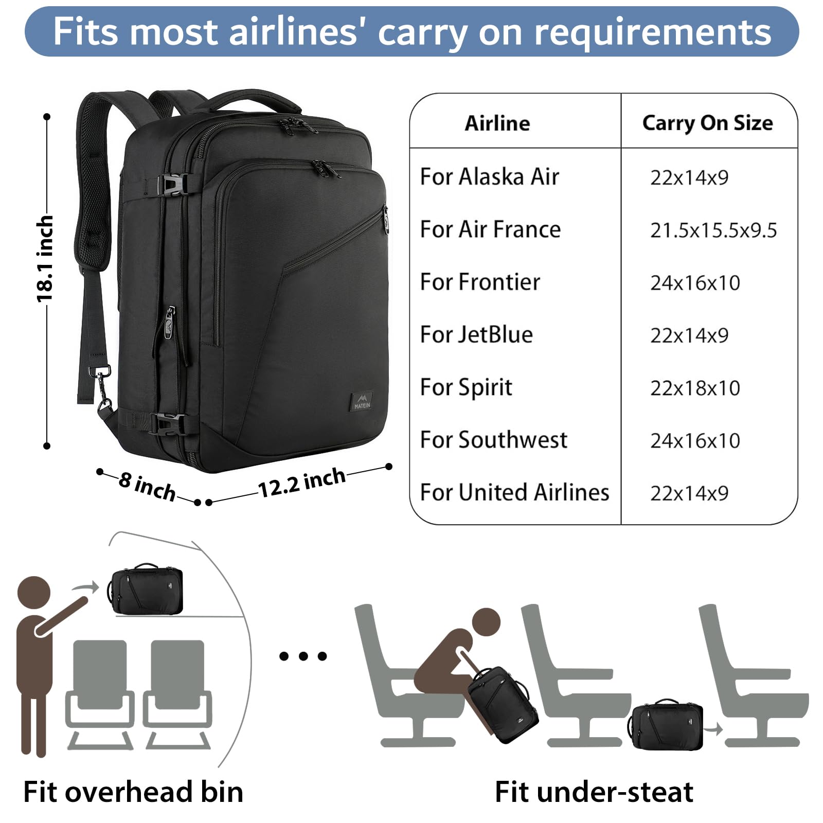 Foto 3 pulgar | Mochila De Viaje Matein Para Hombre, 27 L, Ligera E Impermeable, Negra - Venta Internacional.