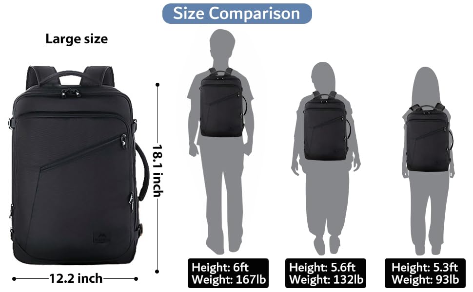 Foto 4 pulgar | Mochila De Viaje Matein Para Hombre, 27 L, Ligera E Impermeable, Negra - Venta Internacional.