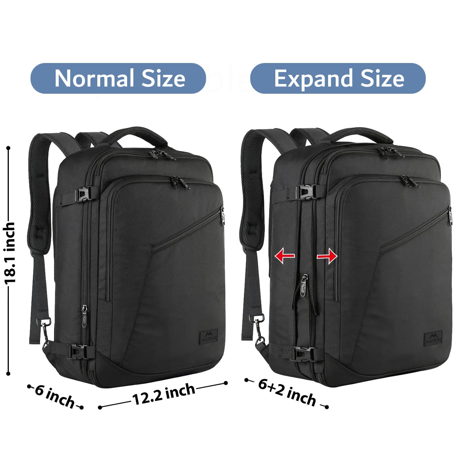 Foto 6 pulgar | Mochila De Viaje Matein Para Hombre, 27 L, Ligera E Impermeable, Negra - Venta Internacional.
