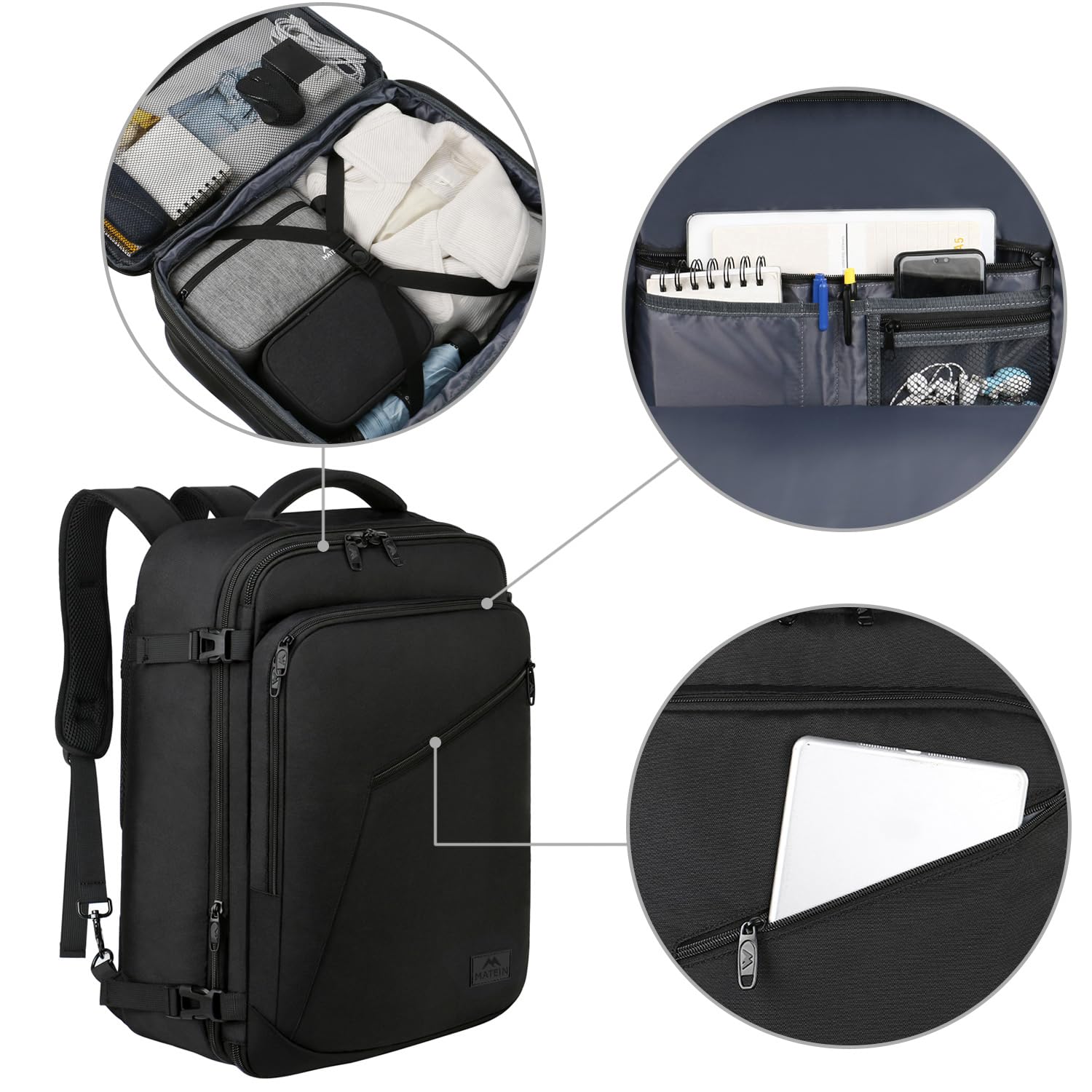 Foto 8 pulgar | Mochila De Viaje Matein Para Hombre, 27 L, Ligera E Impermeable, Negra - Venta Internacional.