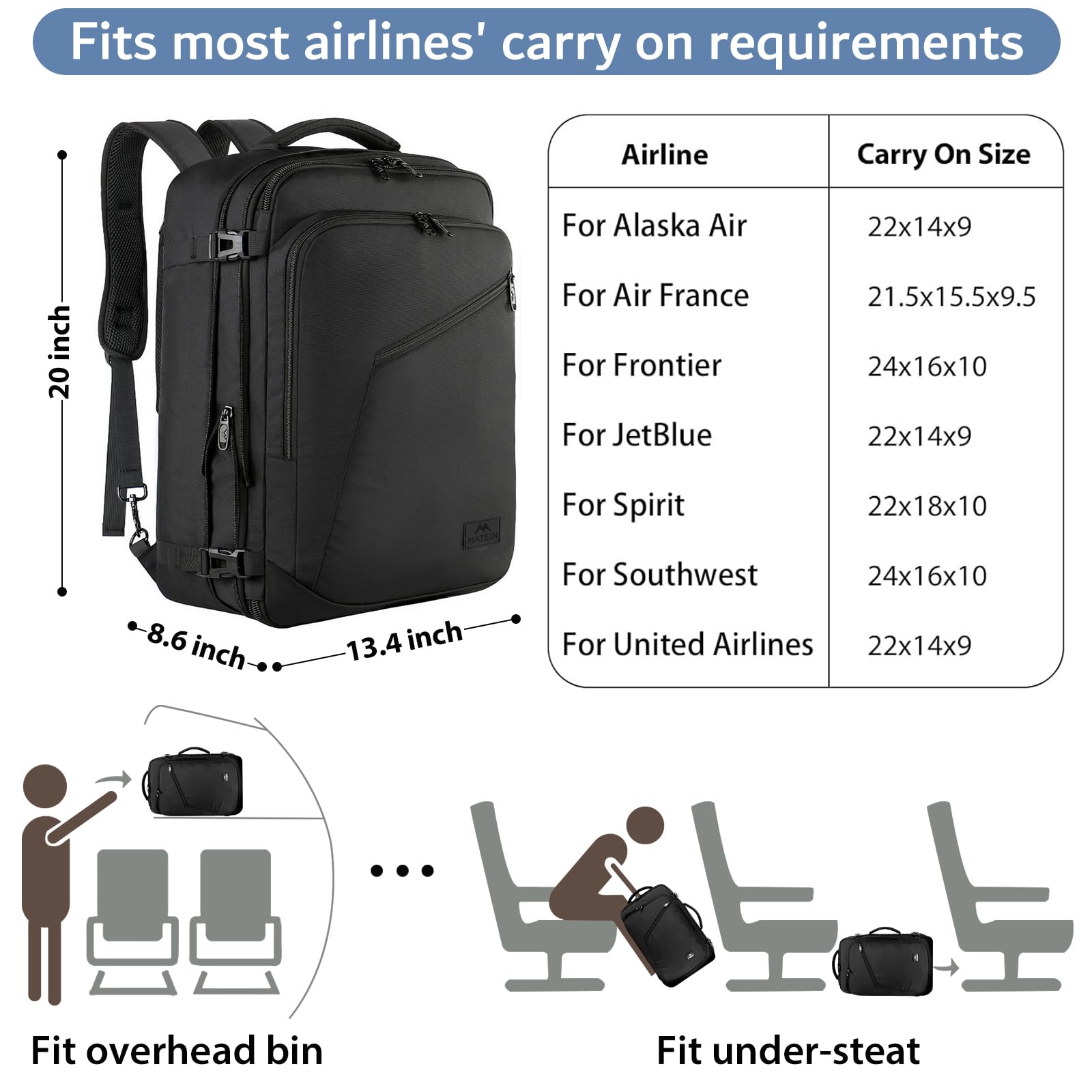 Foto 3 pulgar | Mochila De Viaje Matein 45l, Resistente Al Agua, Ligera, Negra - Venta Internacional.