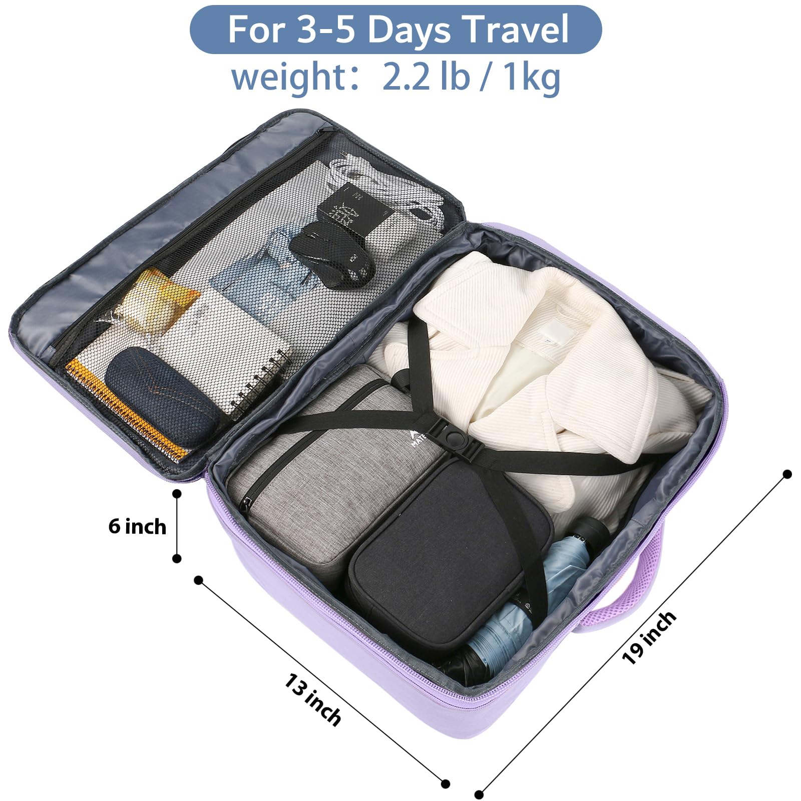 Foto 6 pulgar | Mochila De Viaje Matein Carry On 40l Para Mujer Violeta Claro - Venta Internacional.